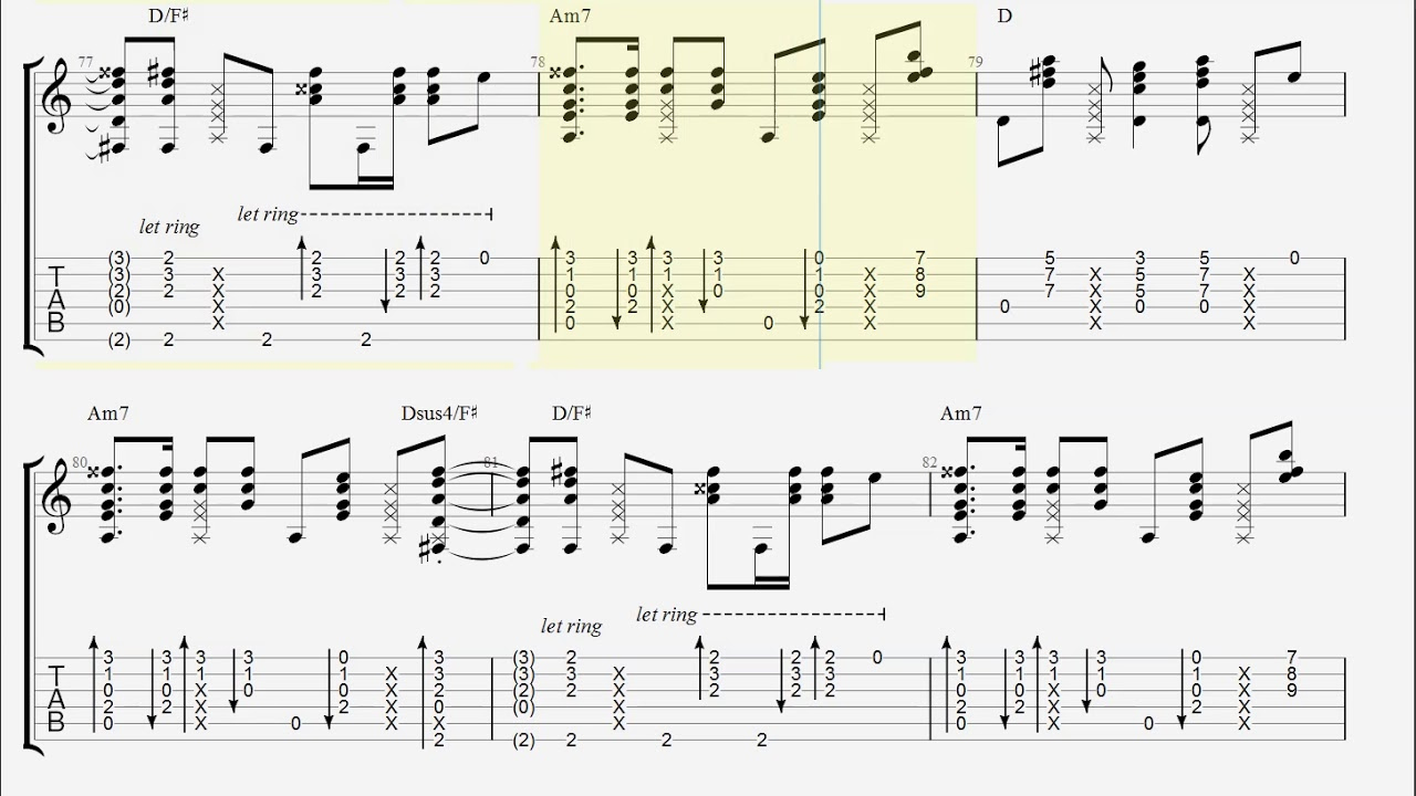 Stairway To Heaven, Lez Zeppelin, Fingerstyle Guitar Tab in Stairway to Heaven Guitar Tab Printable Free