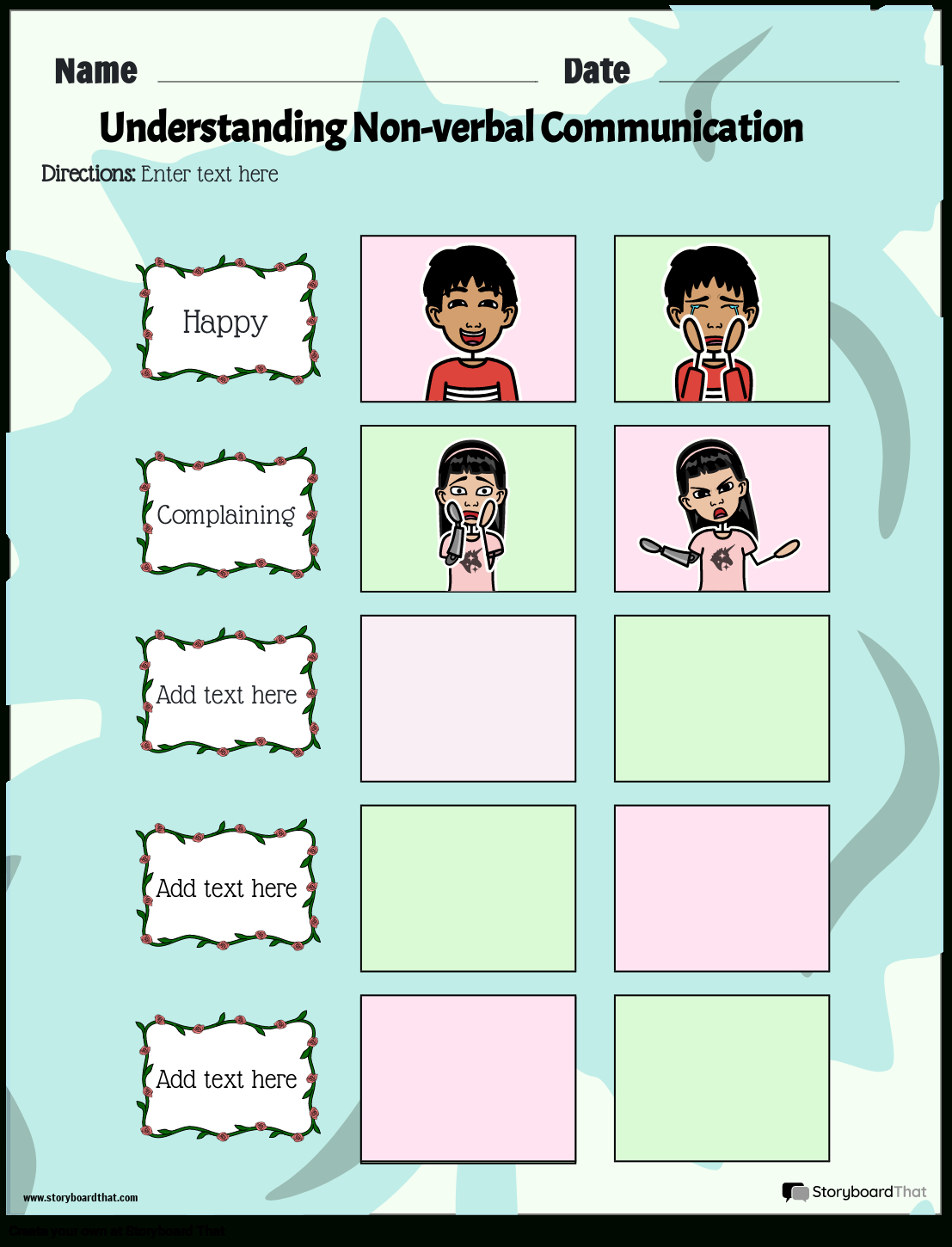 Storyboard That: Communication Worksheets For Education pertaining to Speaking Worksheets Printable For Kids