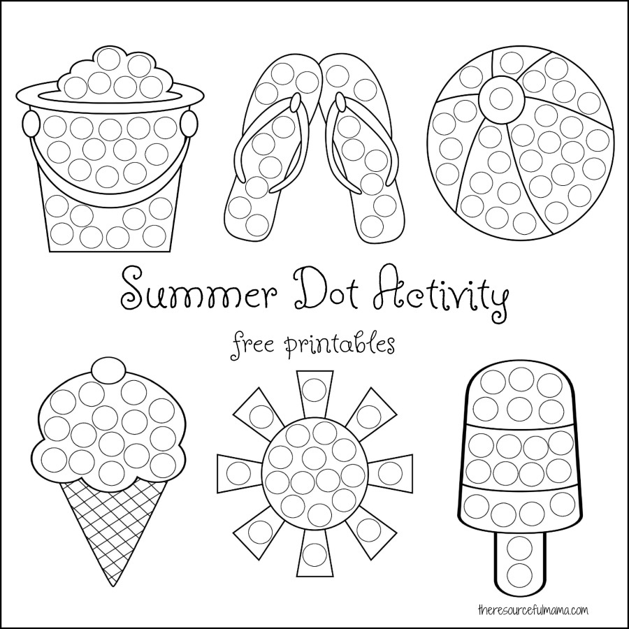 Summer Dot Activity {Free Printables} - The Resourceful Mama with regard to Do Dot Art Free Printables