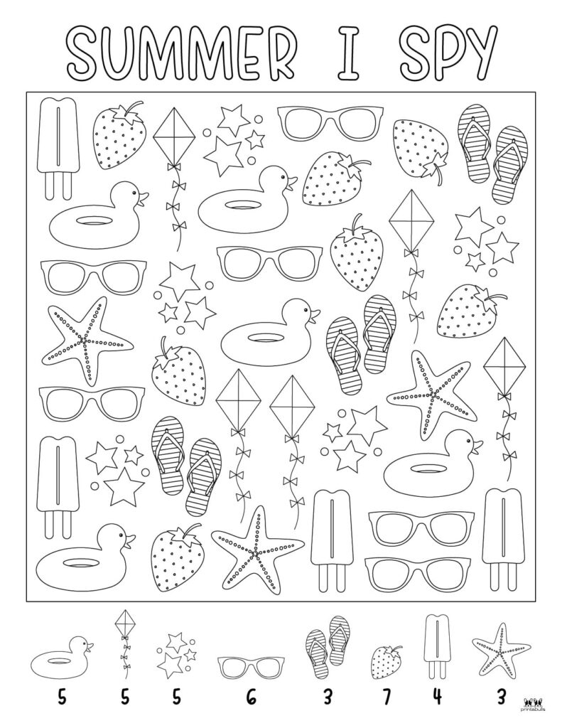 Summer I Spy - 4 Free Printables | Printabulls inside I Spy Summer Printable