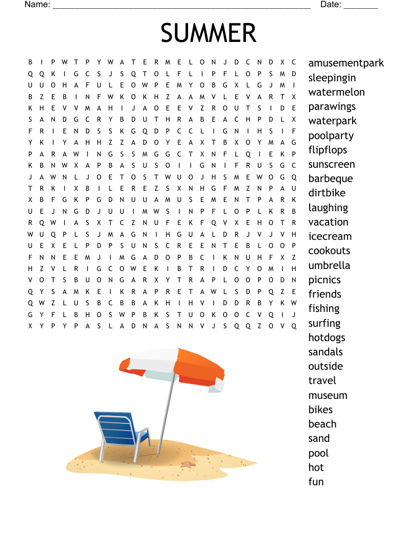 Summer Word Search - Wordmint with Free Printable Word Searches Summer
