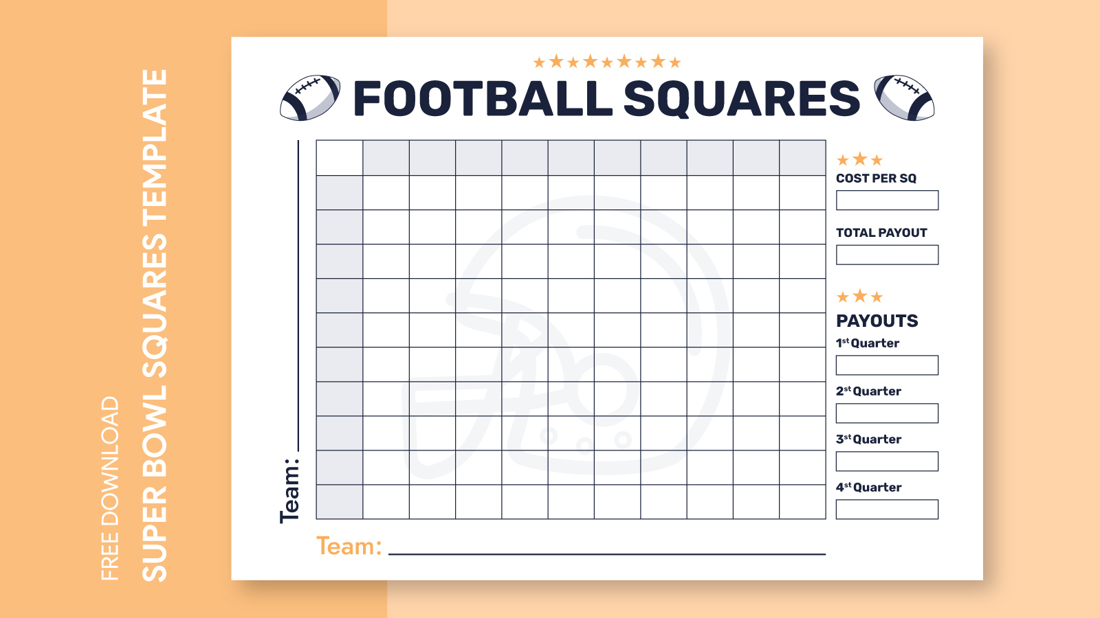Super Bowl 100 Squares Free Google Docs Template - Gdoc.io with regard to Free Printable 100 Square Grid Football Pool