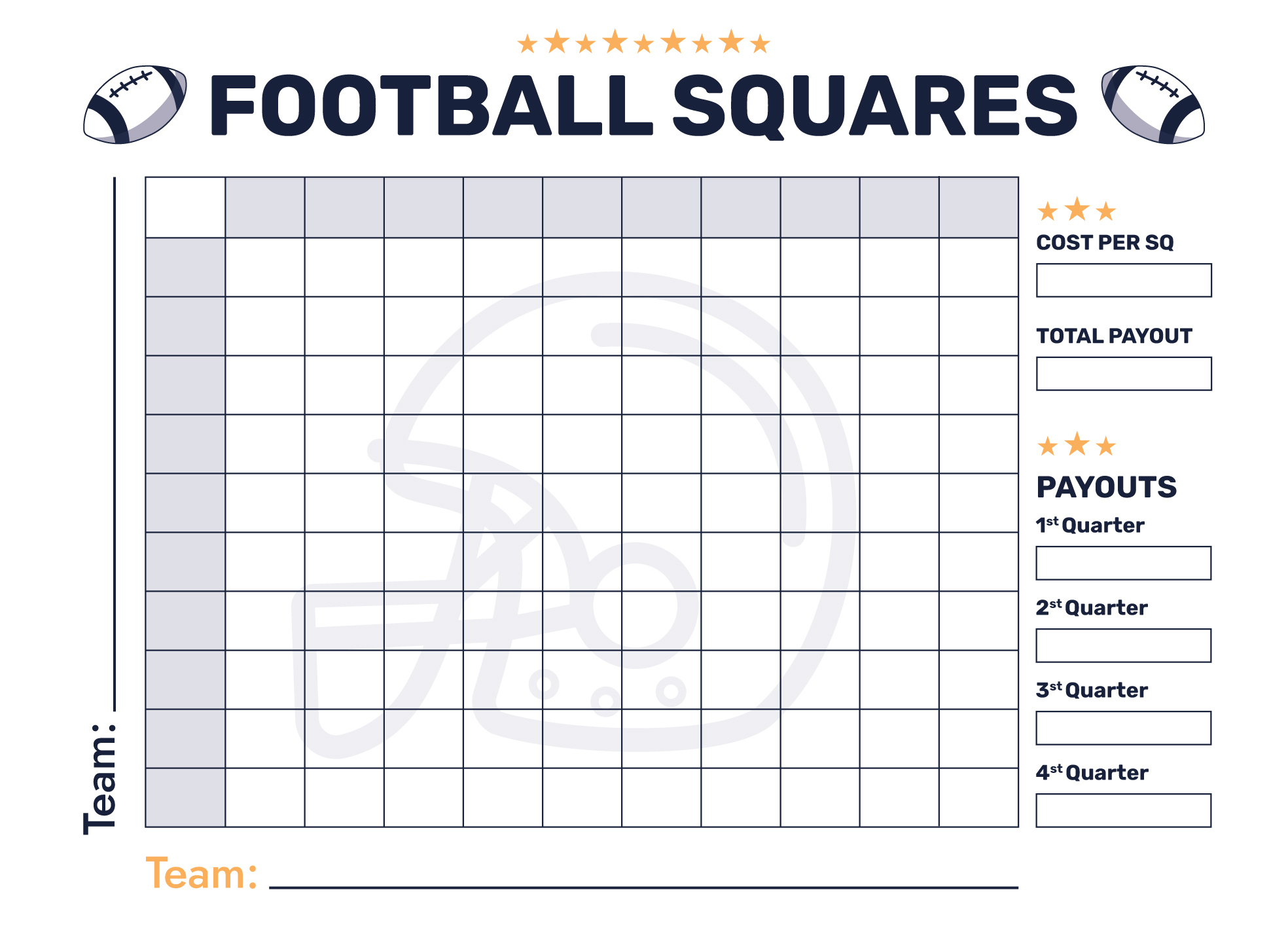 Super Bowl 100 Squares Free Google Docs Template - Gdoc.io with regard to Free Printable 100 Square Grid Football Pool
