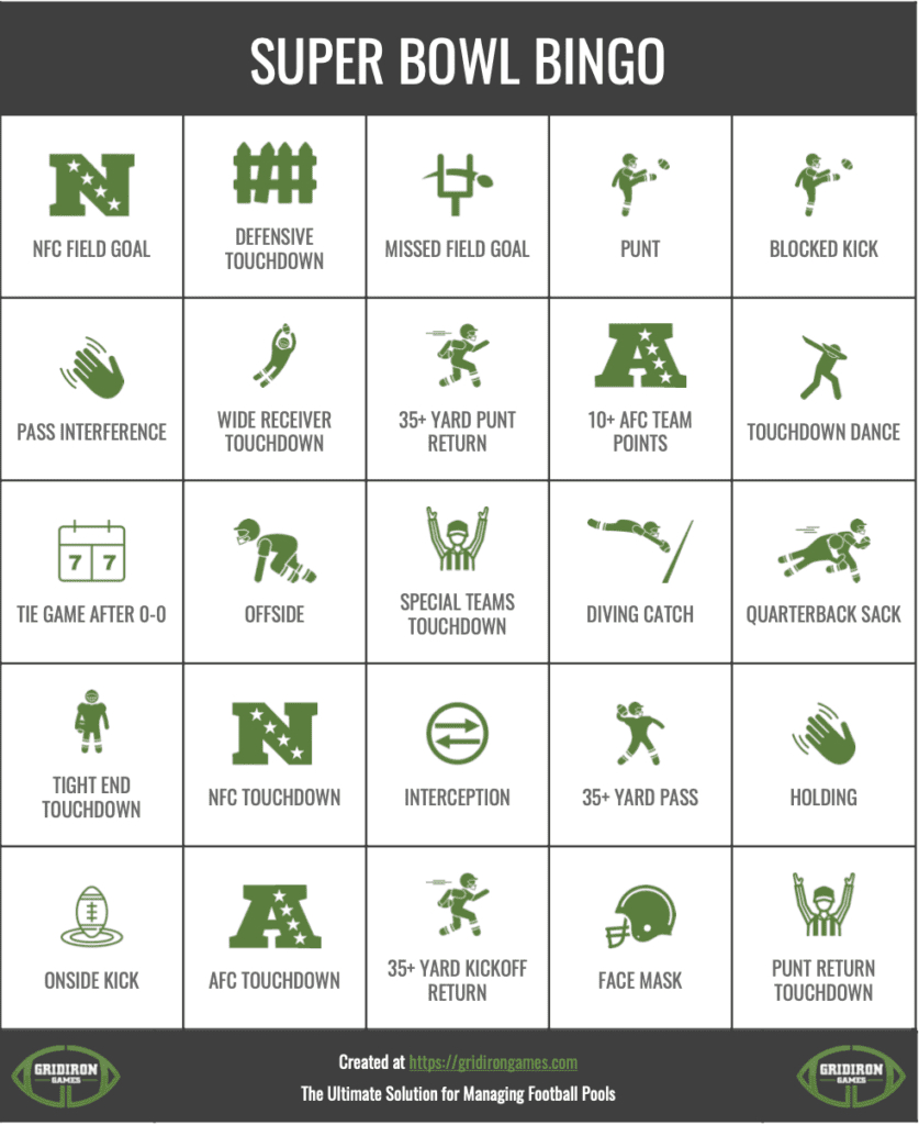 Super Bowl Bingo 2025 Free Printable Cards - Commercial Bingo inside Football Bingo Card Generator