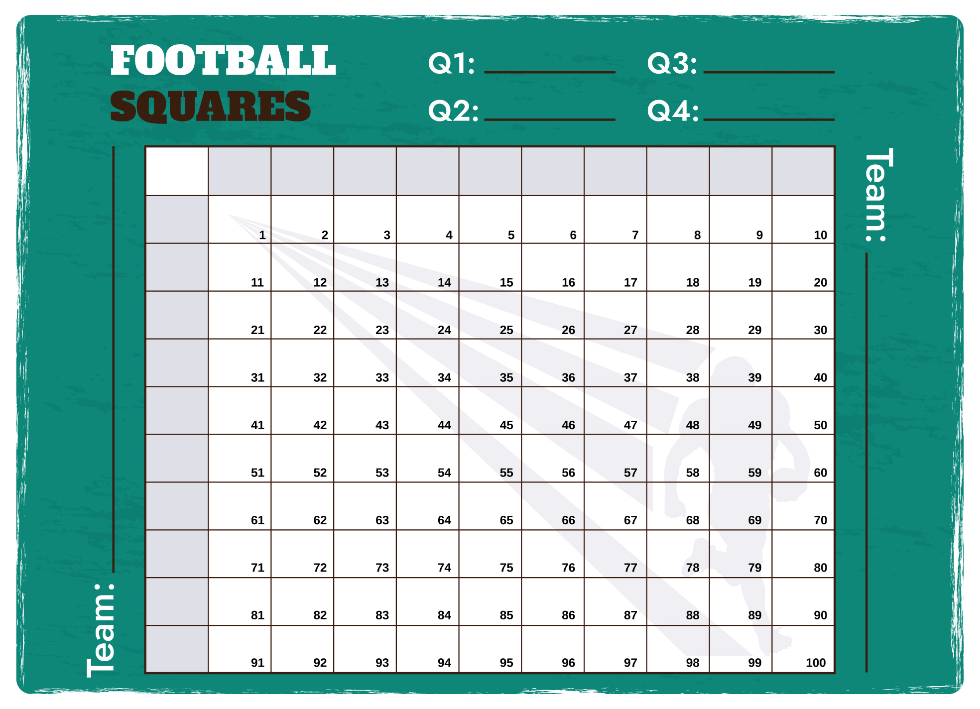Super Bowl Squares With Numbers Free Google Docs Template - Gdoc.io in Free Printable 100 Square Grid Football Pool