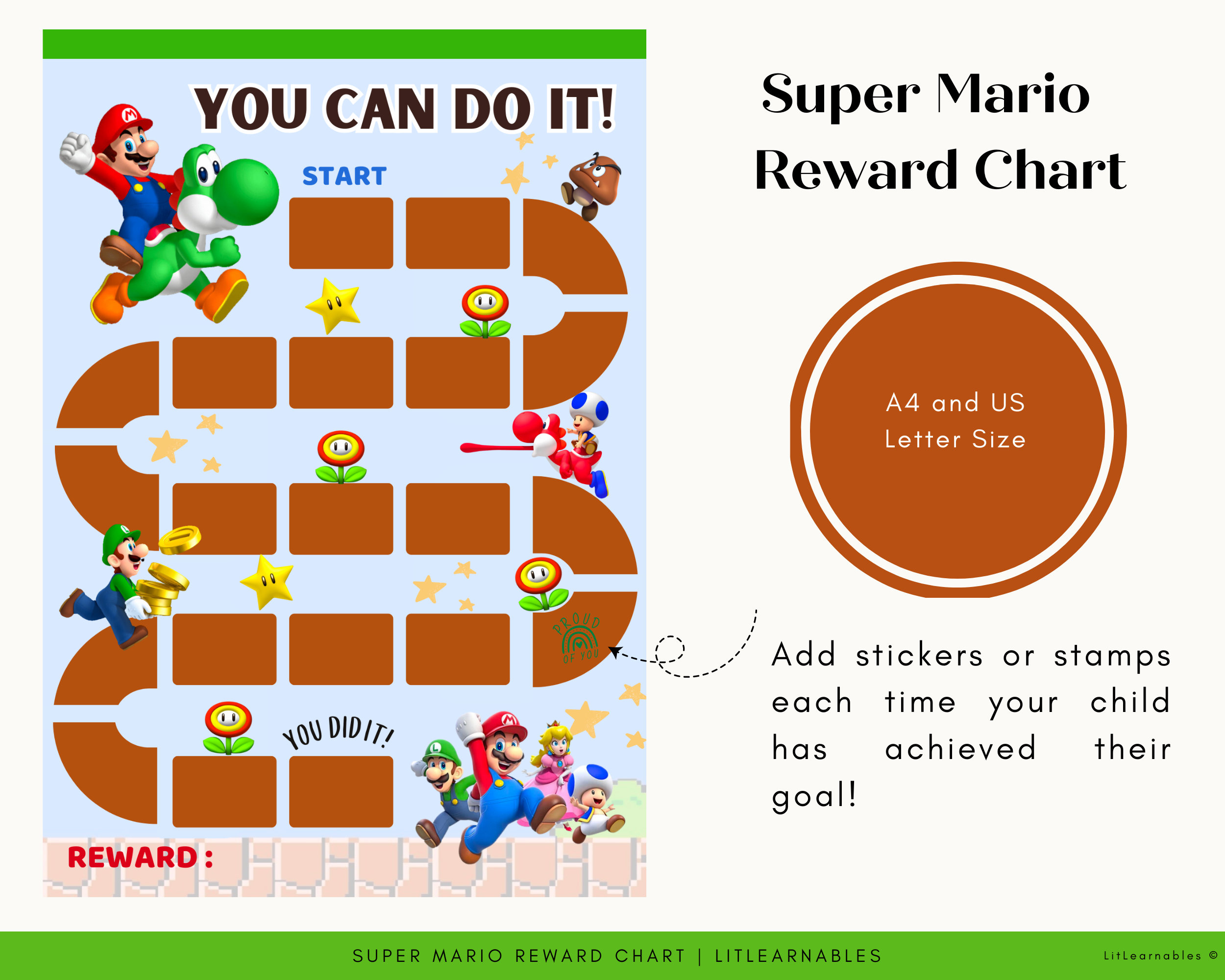 Super Mario Reward Chart | Editable| Toddler Reward Chart within Free Printable Super Mario Reward Chart Printable