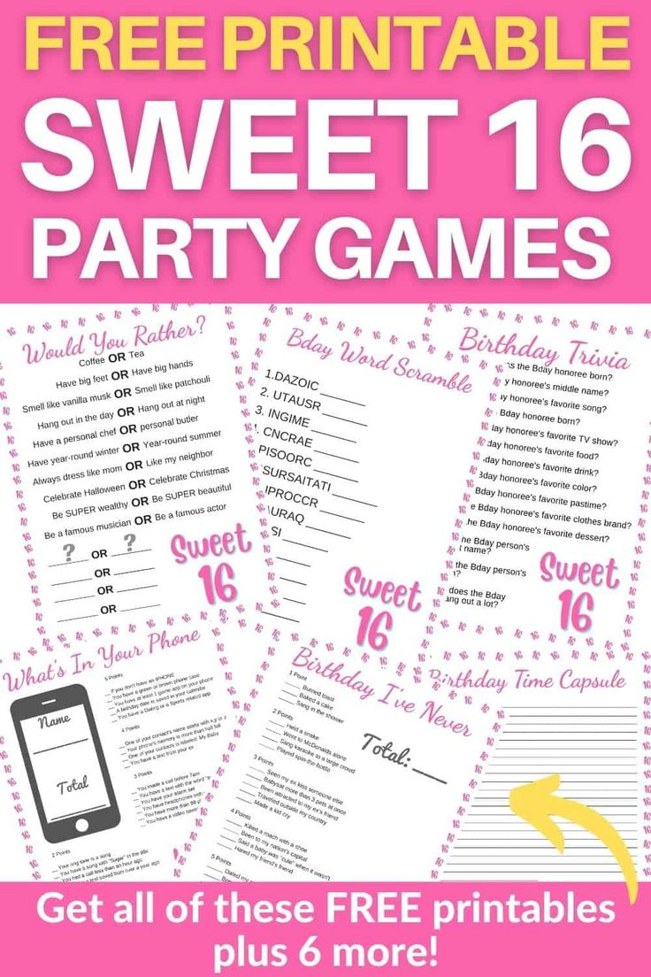 Sweet 16 Party Games - Free Printables within Printable Sweet 16 Games