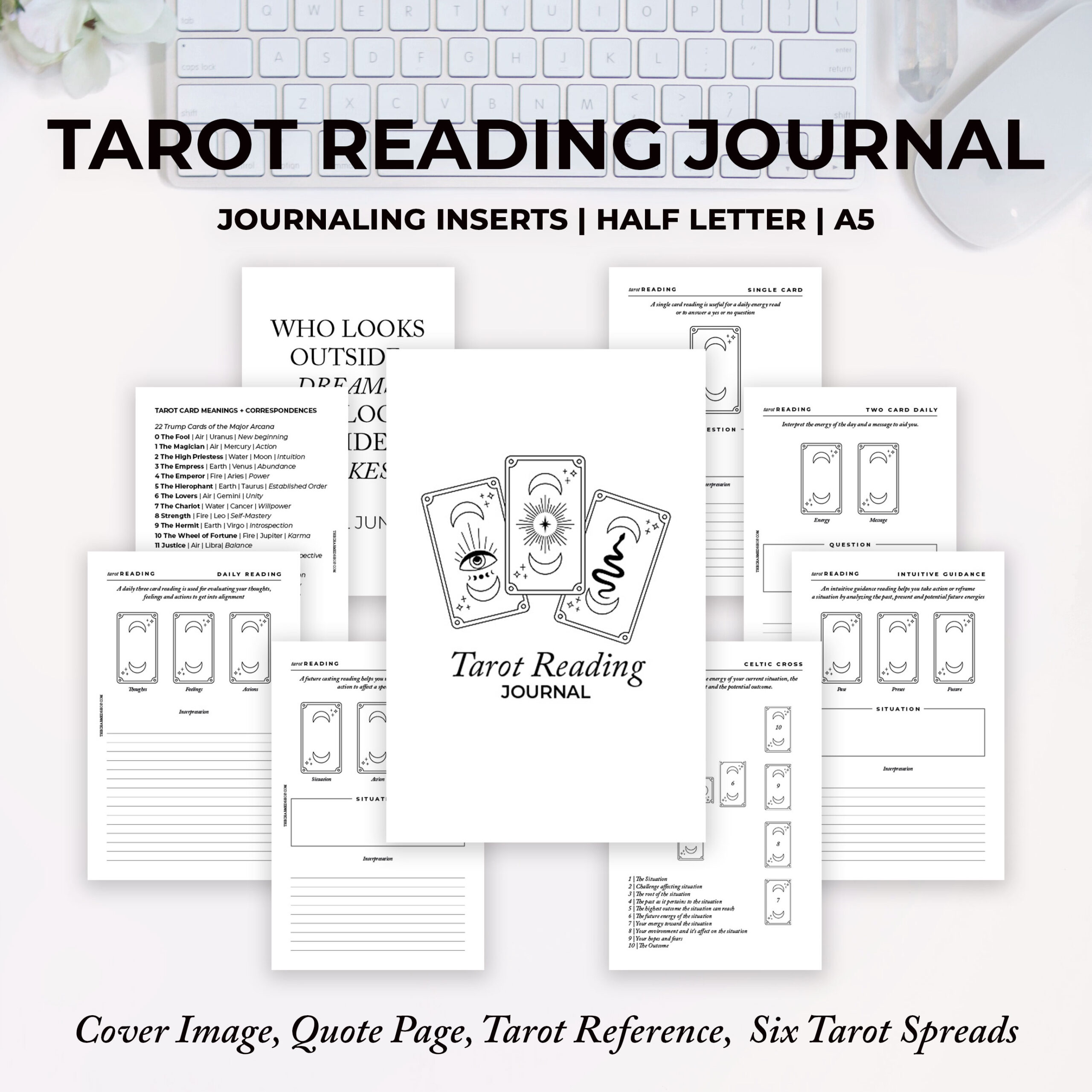 Tarot Reading Journal {Printable Pdf} regarding Free Printable Tarot Journal Pages