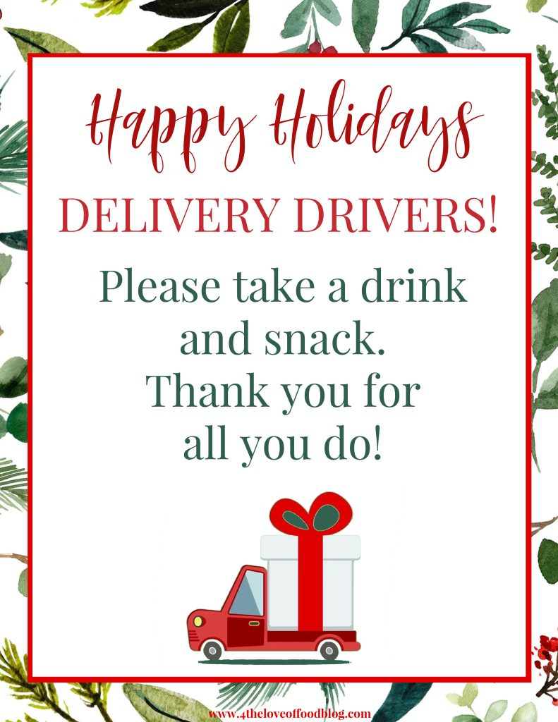 Thank You Delivery Drivers Snack Basket And Printable Sign - For with regard to Thank You Note For Delivery Drivers Free Printable