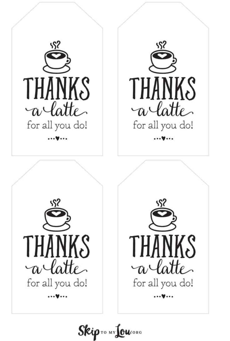 Thanks A Latte! Free Printable Gift Tags | Skip To My Lou in Thanks A Latte Free Printable