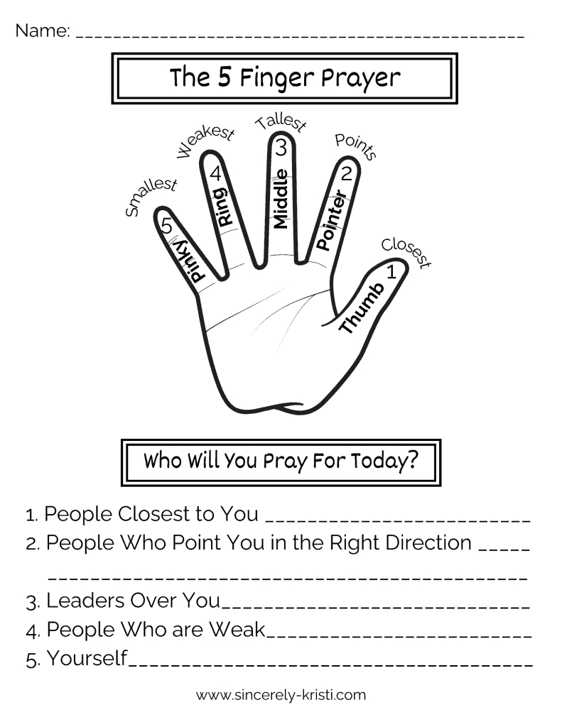 The Five Finger Prayer Method | Free Printables Included within Free Printable Five Finger Prayer Worksheet