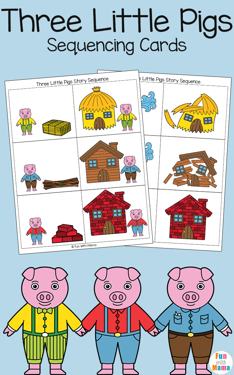 Three Little Pigs Sequencing Cards - Fun With Mama in Printable Three Little Pigs Craft
