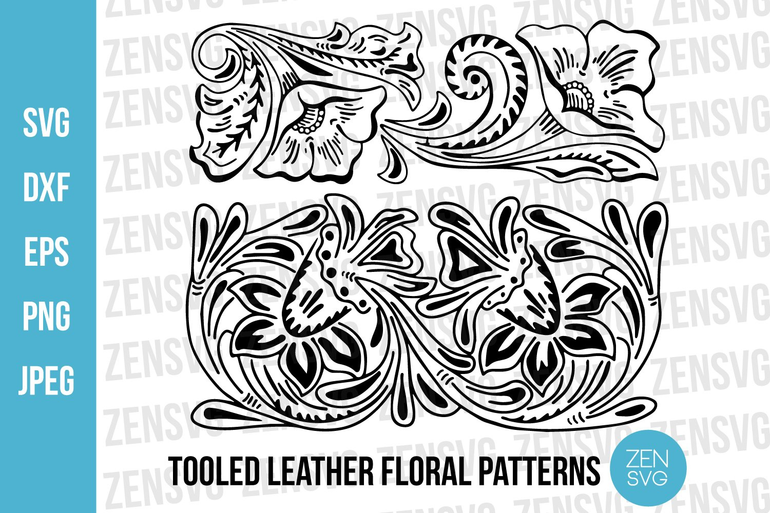 Tooled Leather Floral Pattern Border Cut File pertaining to Printable Leather Floral Patterns
