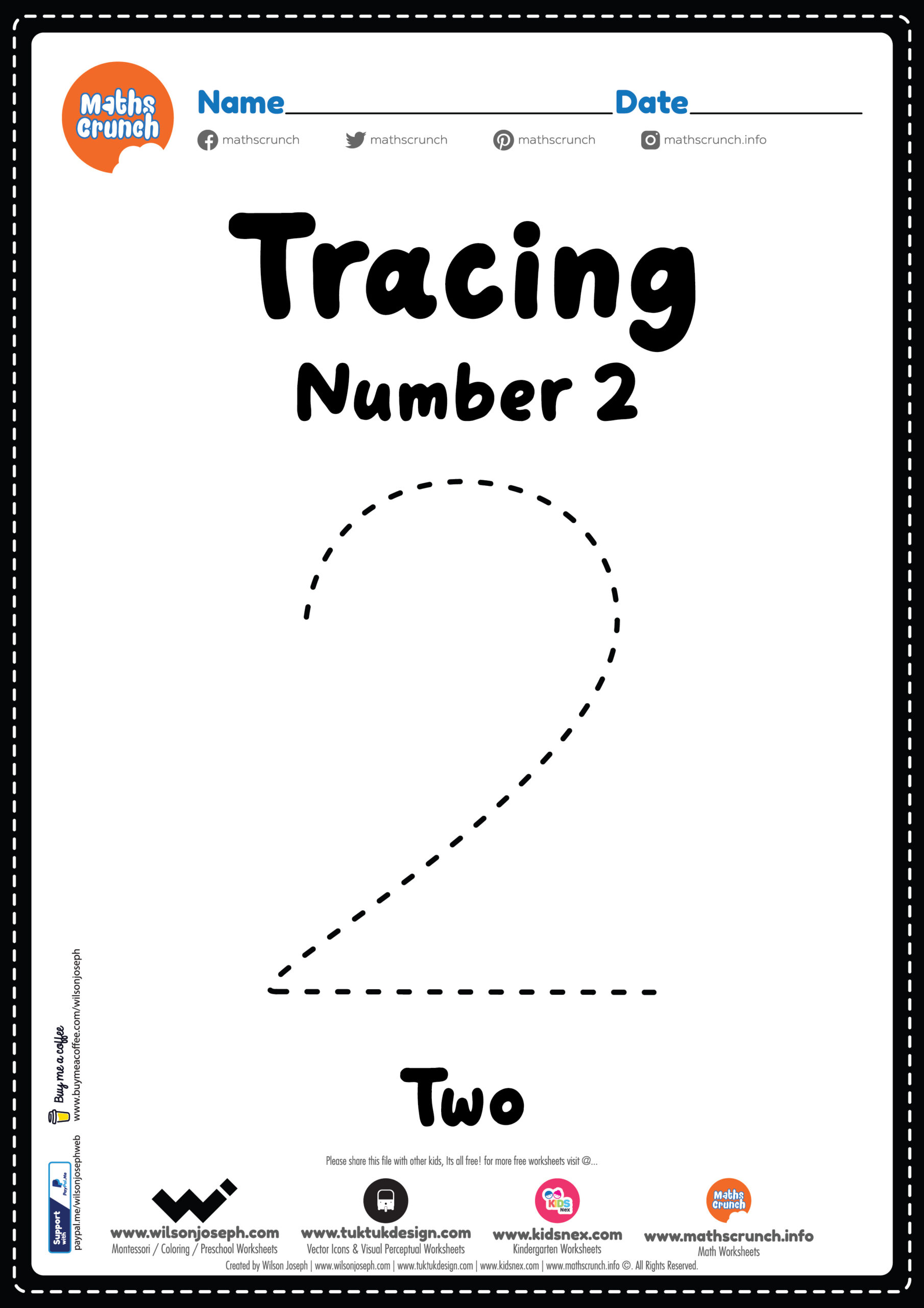 Tracing Number 2 Worksheet For Kids - Free Printable Pdf pertaining to Number Two Worksheet Printable