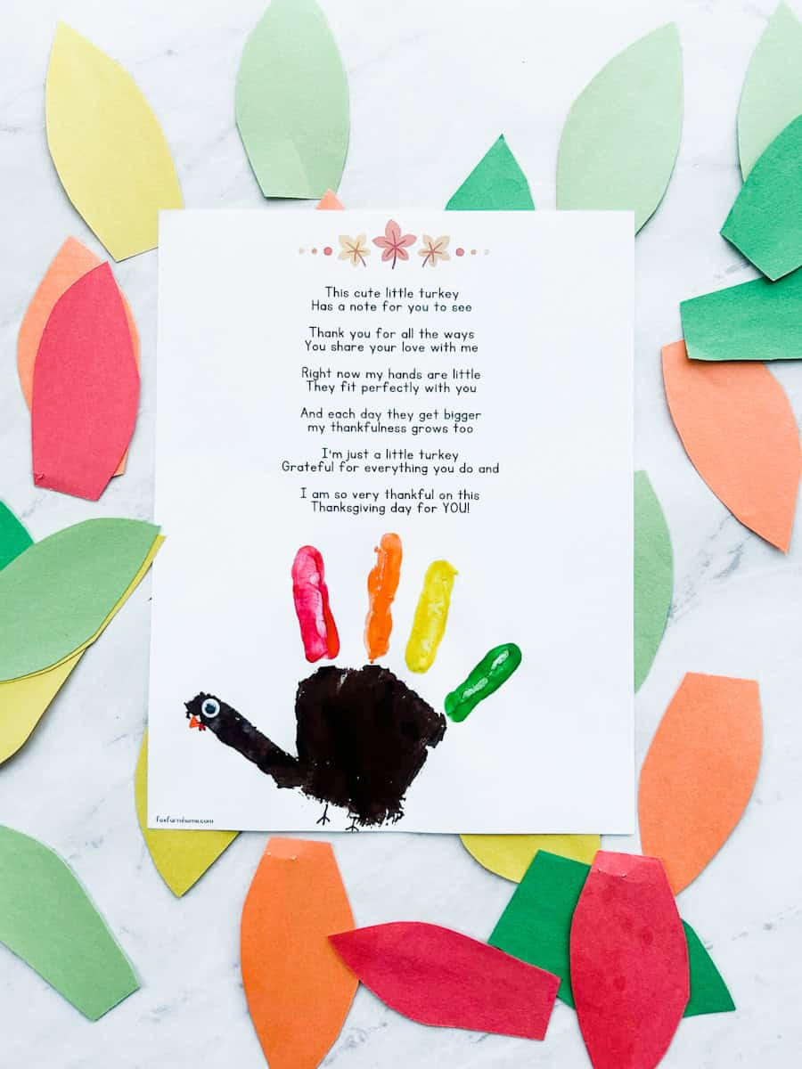 Turkey Handprint Poem | Free Printable Template - Fox Farm Home intended for Free Printable Turkey Handprint Poem