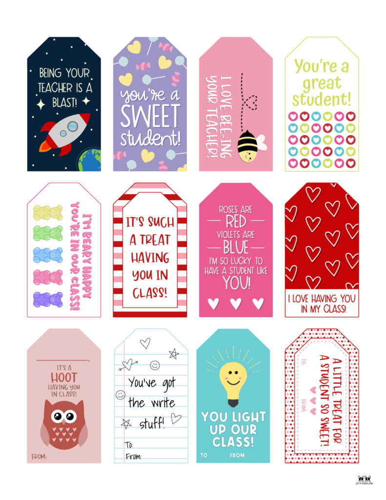 Valentine Tags - 300 Free Printable Tags | Printabulls for Free Printable Teacher Valentine Tags