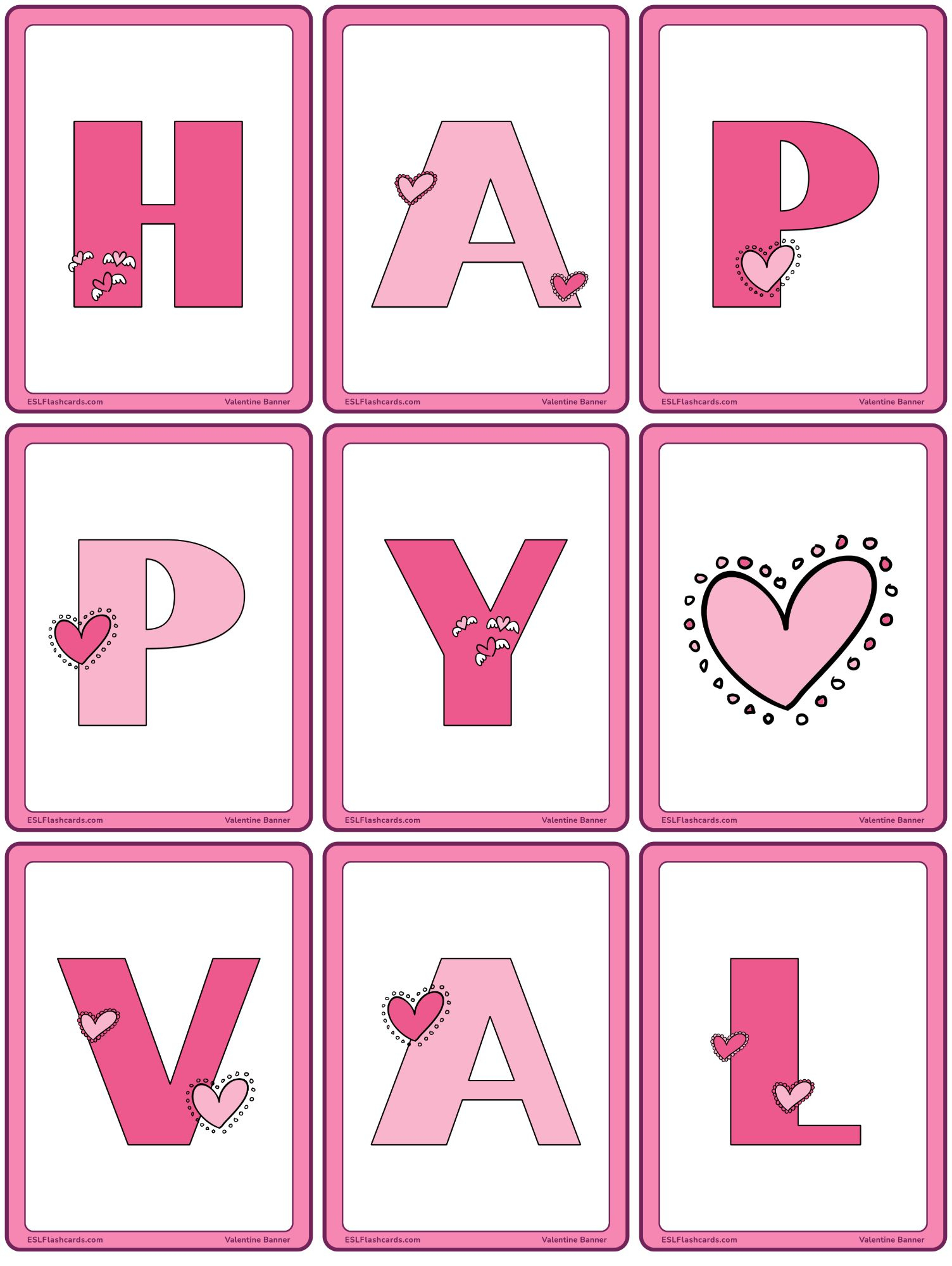 Valentine&amp;#039;S Day Banners – Esl Flashcards with regard to Free Printable Valentines Day Banner