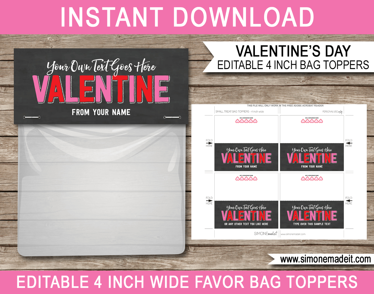 Valentine&amp;#039;S Day Gift Bag Toppers Template inside Free Printable Valentine Treat Bag Toppers