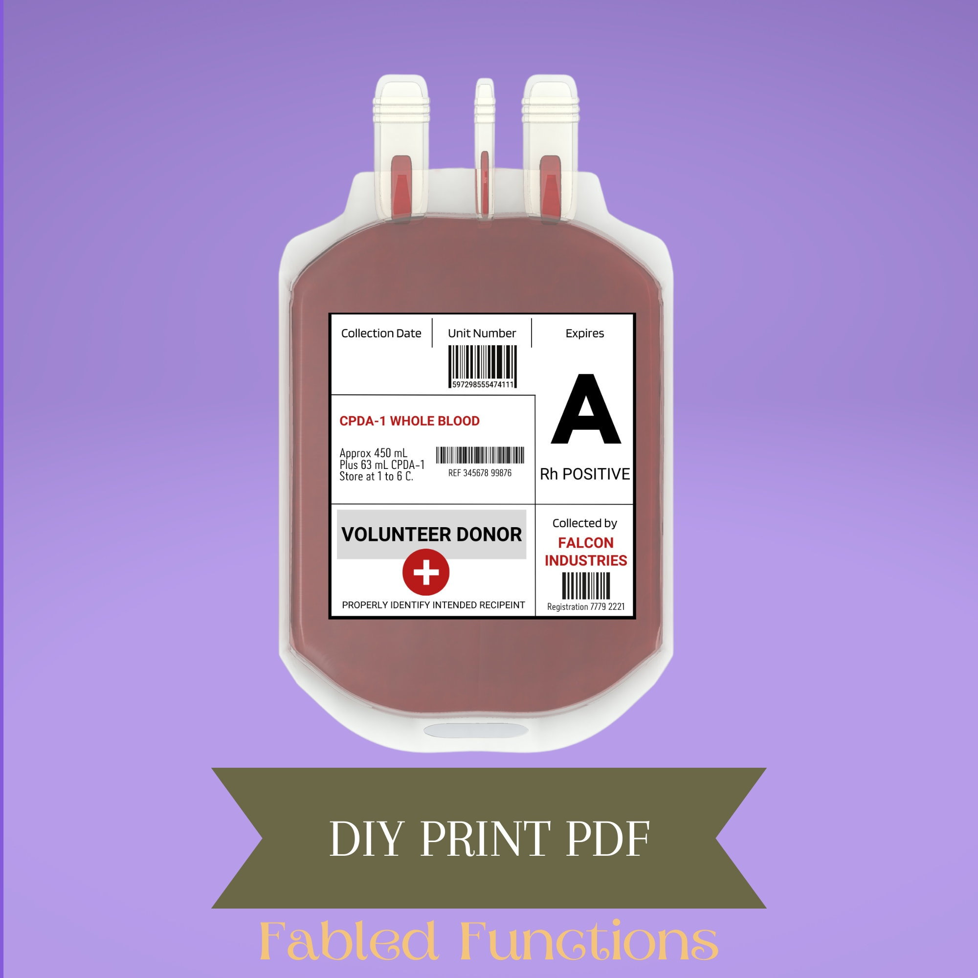 Vampire Blood Bag Labels: Twilight, True Blood, Halloween Instant inside Printable Blood Bag Label Template