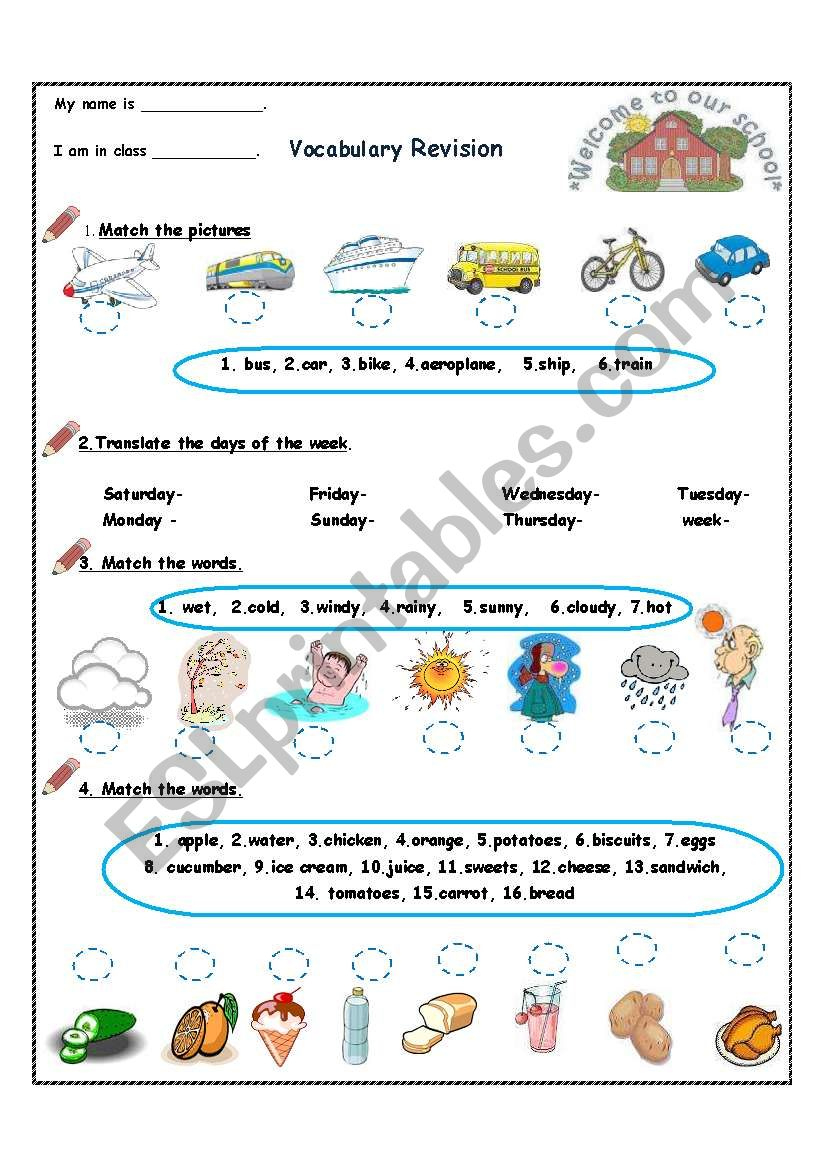Vocabulary Revision- 4Th Grade( 4 Pages) - Esl Worksheet within Vocabulary Printable Worksheets For 4Th Grade
