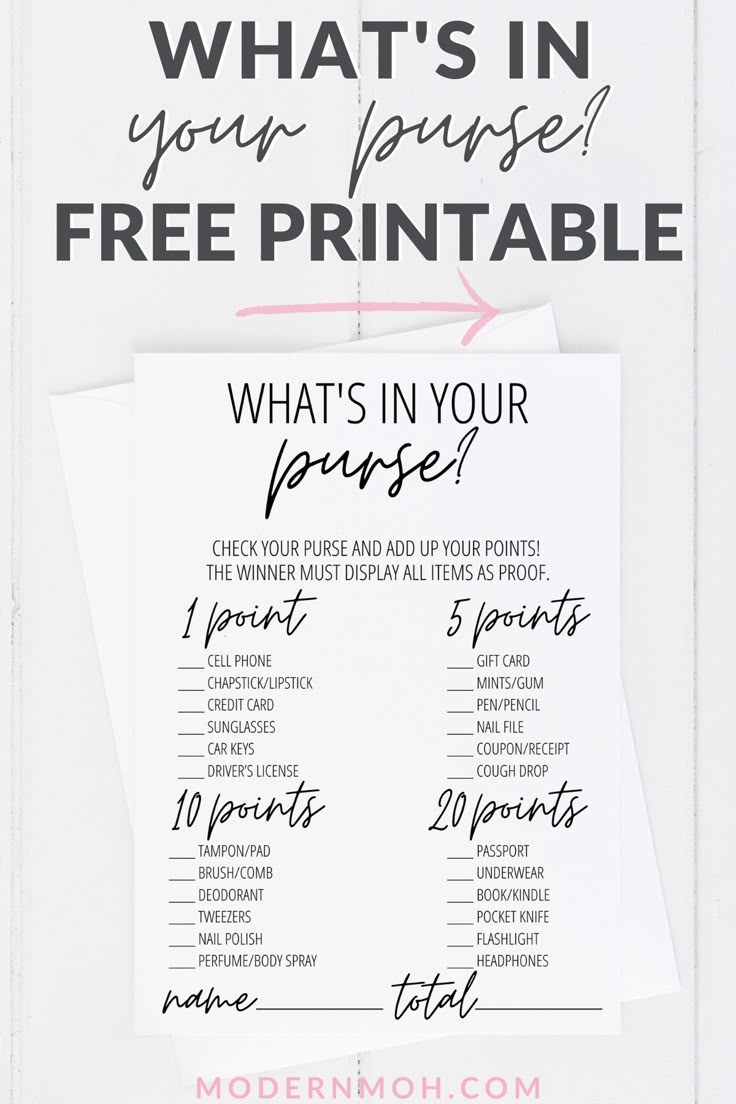 What&amp;#039;S In Your Purse? Game Free Printable pertaining to What&amp;amp;#039;s in Your Purse Free Printable Game