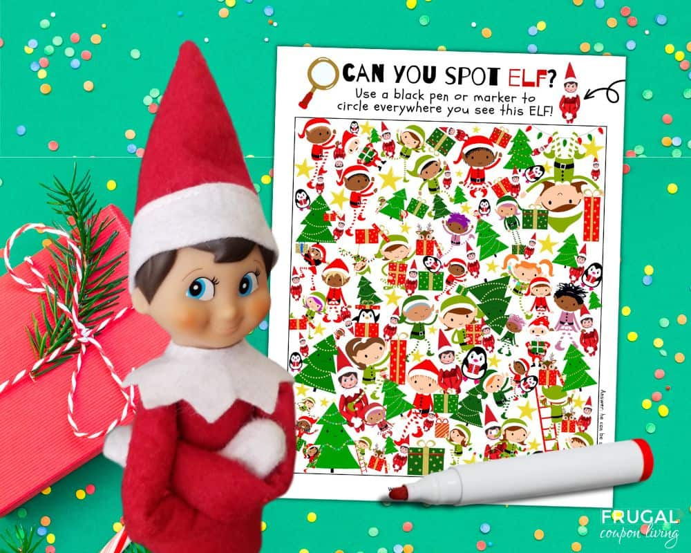 Where&amp;#039;S Elf? Fun Spot The Elf Activity Sheet Free Printable inside Free Printable Elf On The Shelf Activity Sheets