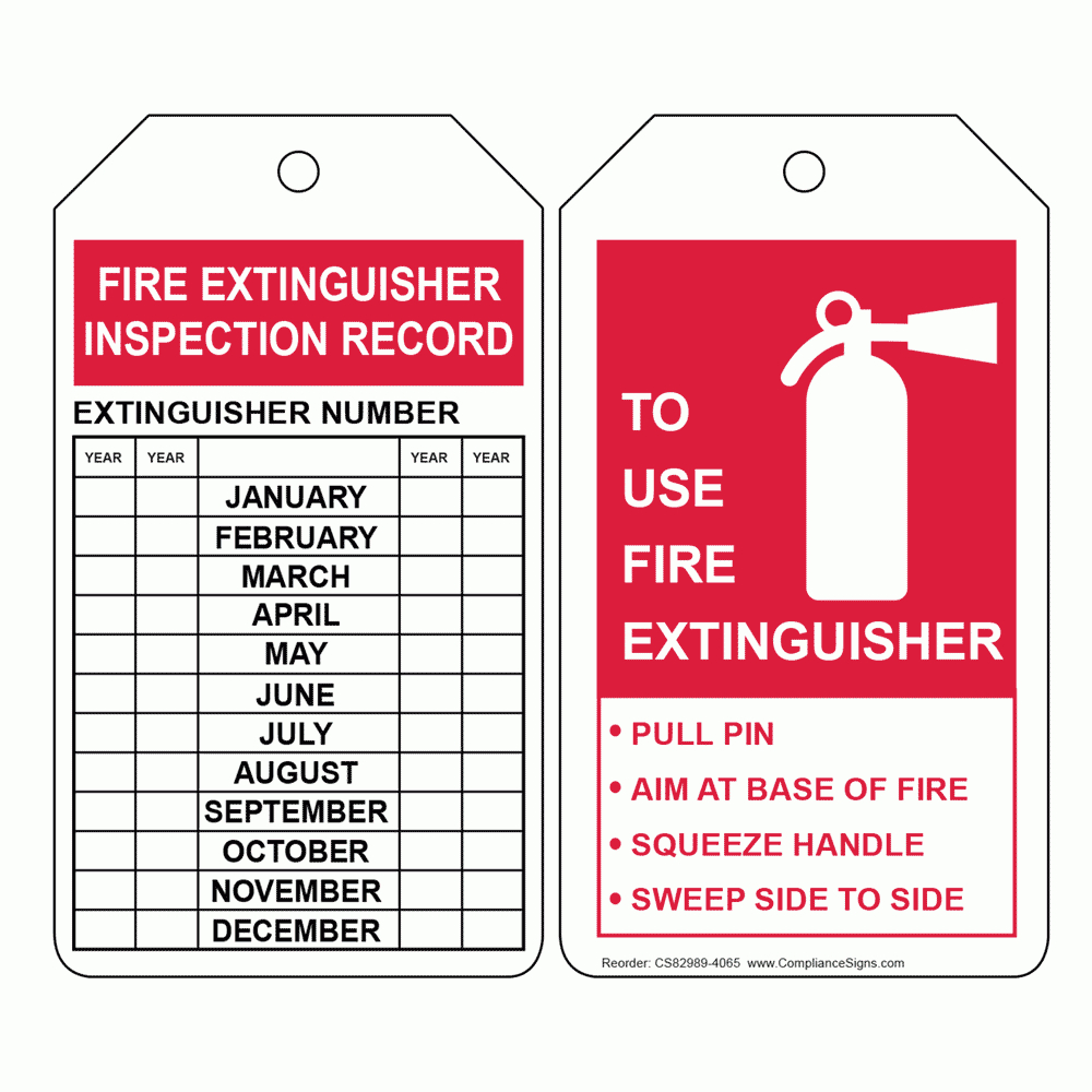 White Fire Extinguisher Inspection How To | Safety Tags within Fire Extinguisher Tags Printable