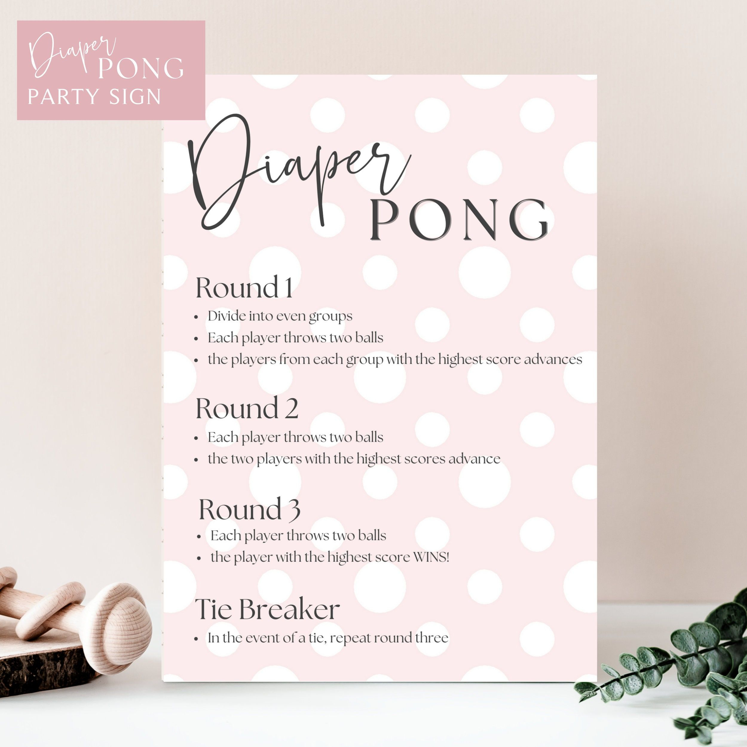 Windel Pong Babyparty Spiel | Babyparty-Aktivität | Sofortdownload within Free Printable Printable Diaper Pong Rules