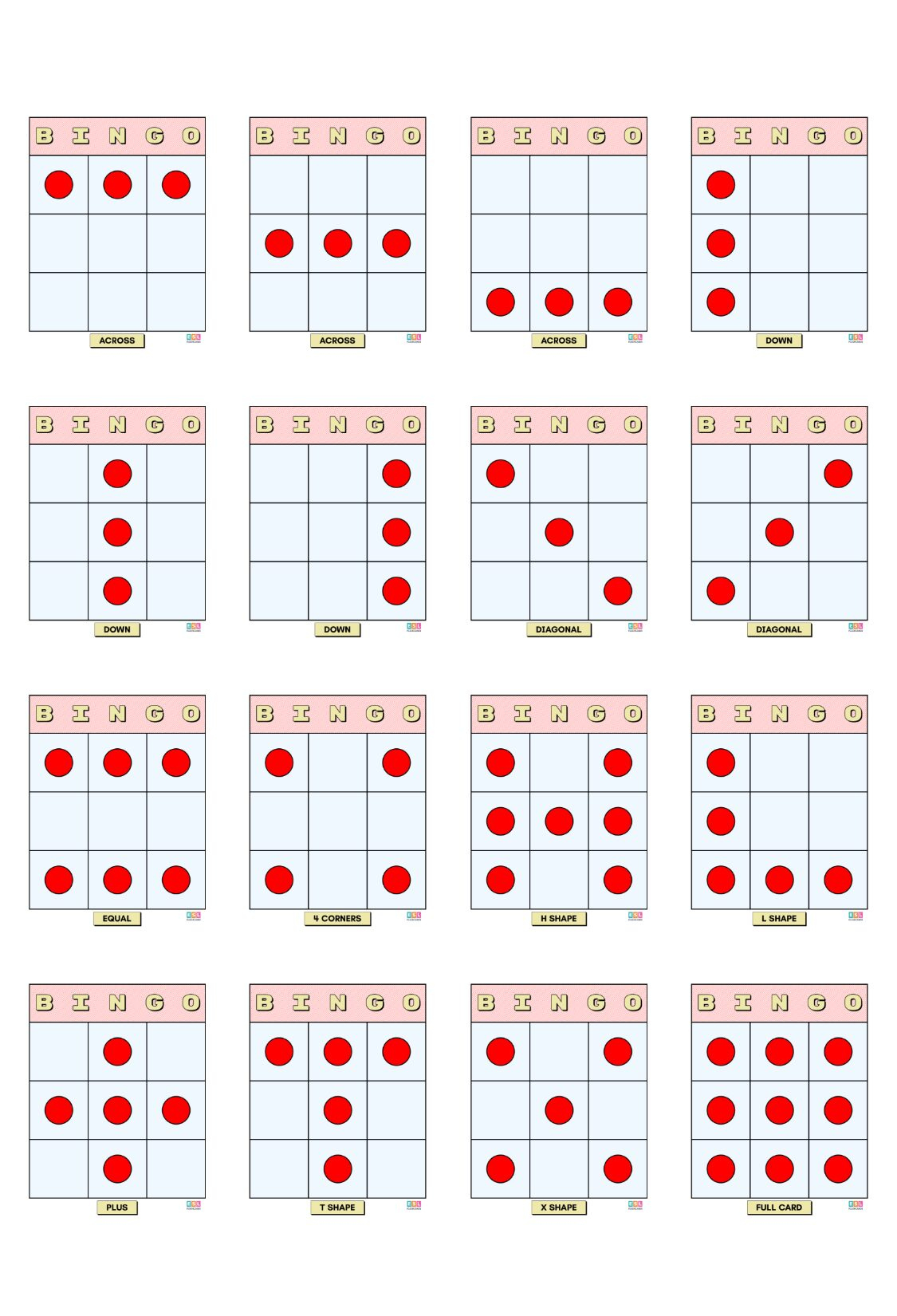 Winning Bingo Patterns – Esl Flashcards in Bingo Card Winning Patterns