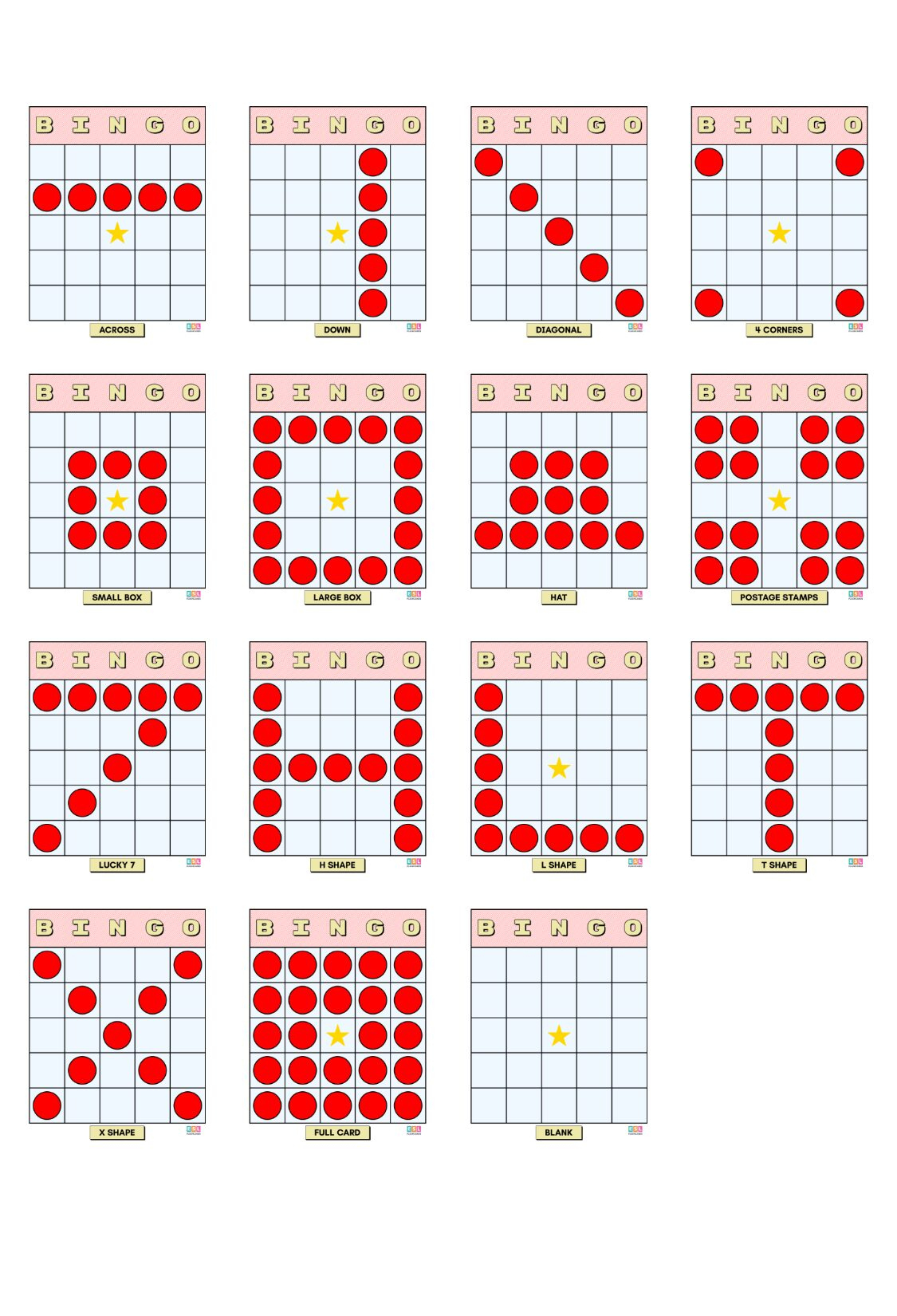 Winning Bingo Patterns – Esl Flashcards within Bingo Card Winning Patterns