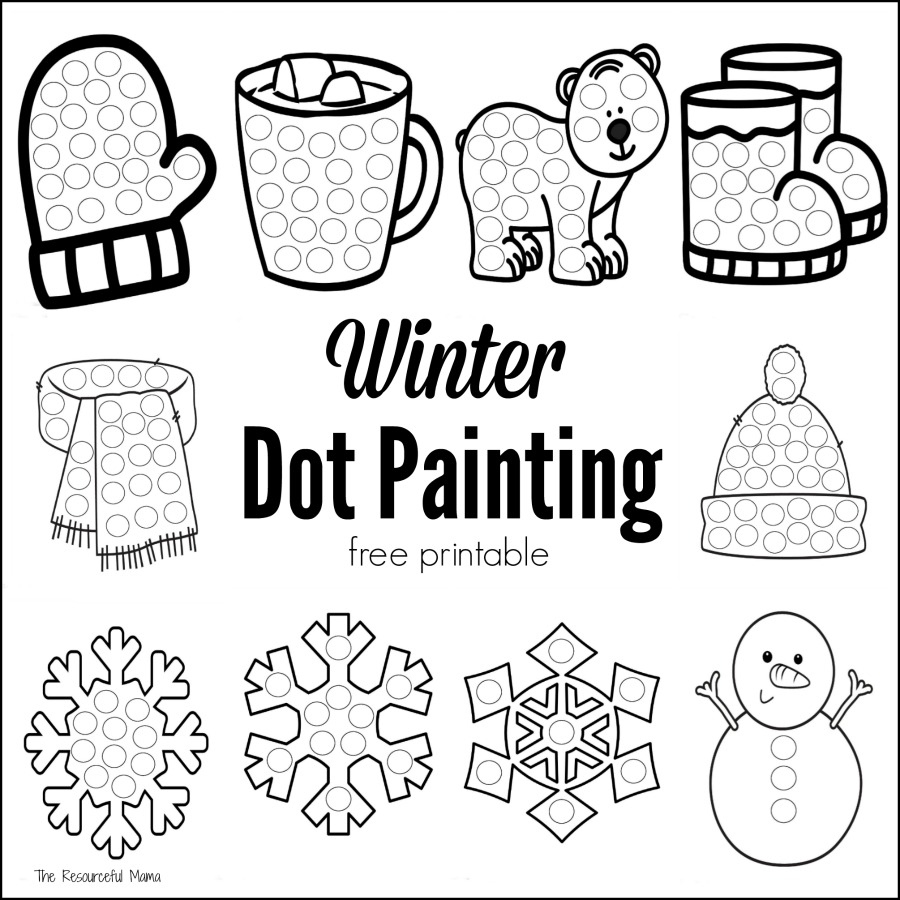 Winter Dot Painting {Free Printable} - The Resourceful Mama in Free Printable Dot Art