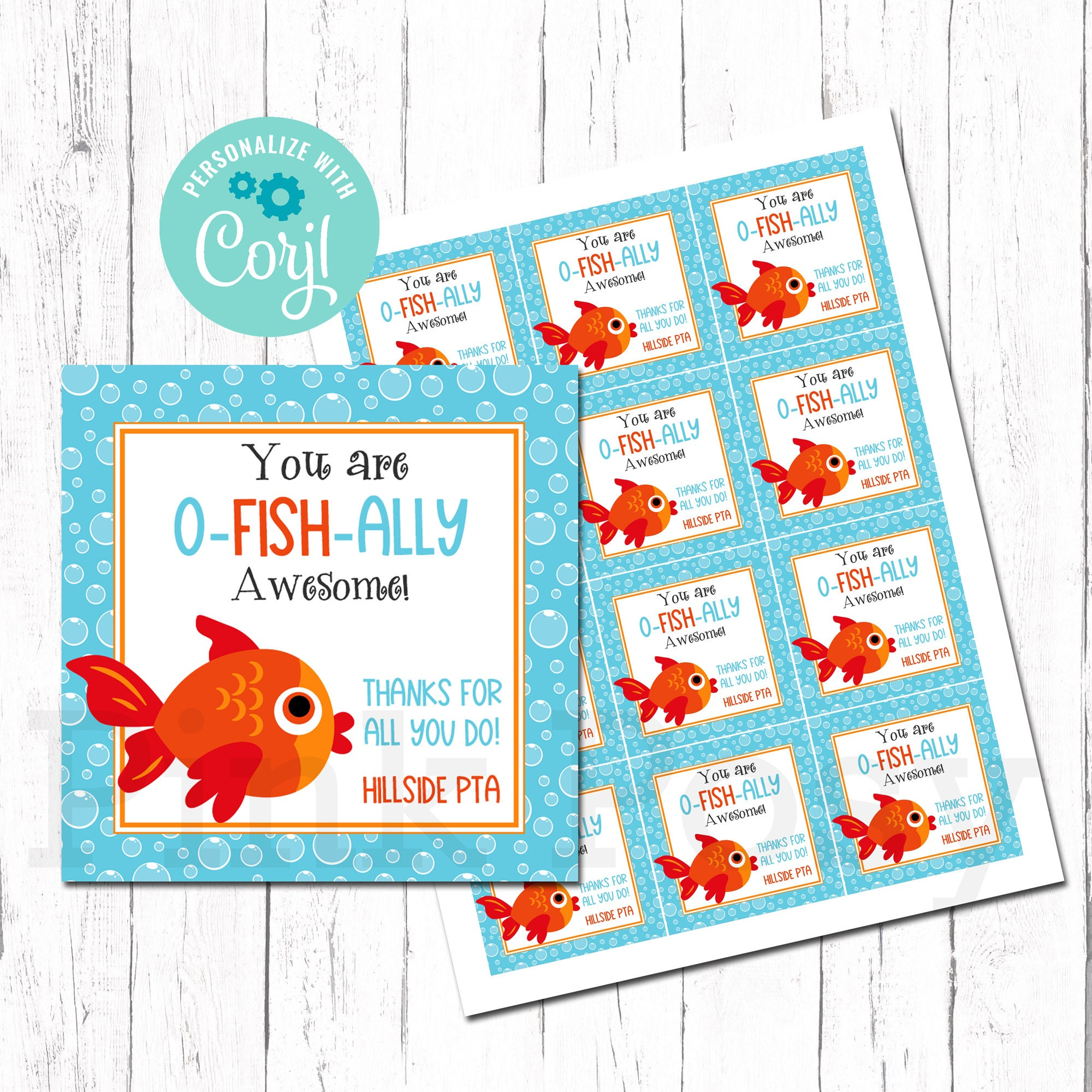 You Are O-Fish-Ally Awesome Tags, Editable Fish Tags, Teacher for You Are O Fish Ally the Best Free Printable