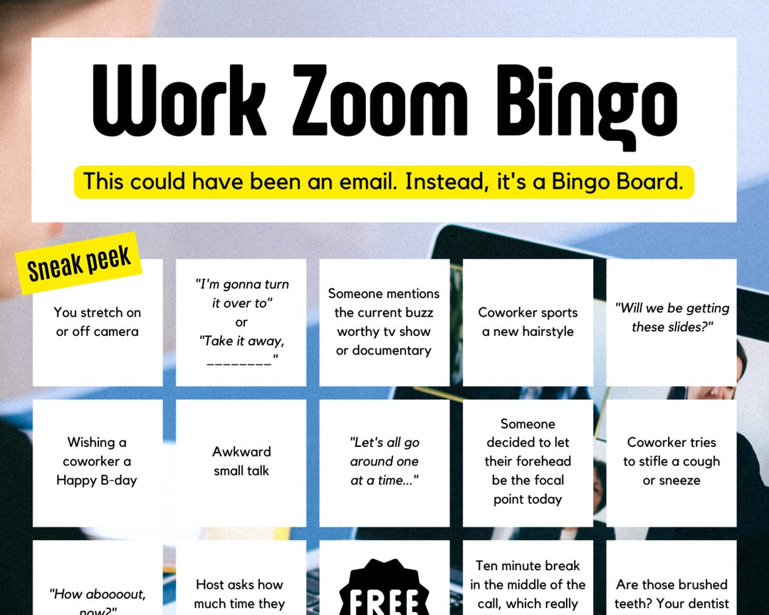 Zoom Call Hell | Work From Home Bingo | Zoom Meeting Conference intended for Zoom Meeting Bingo Card