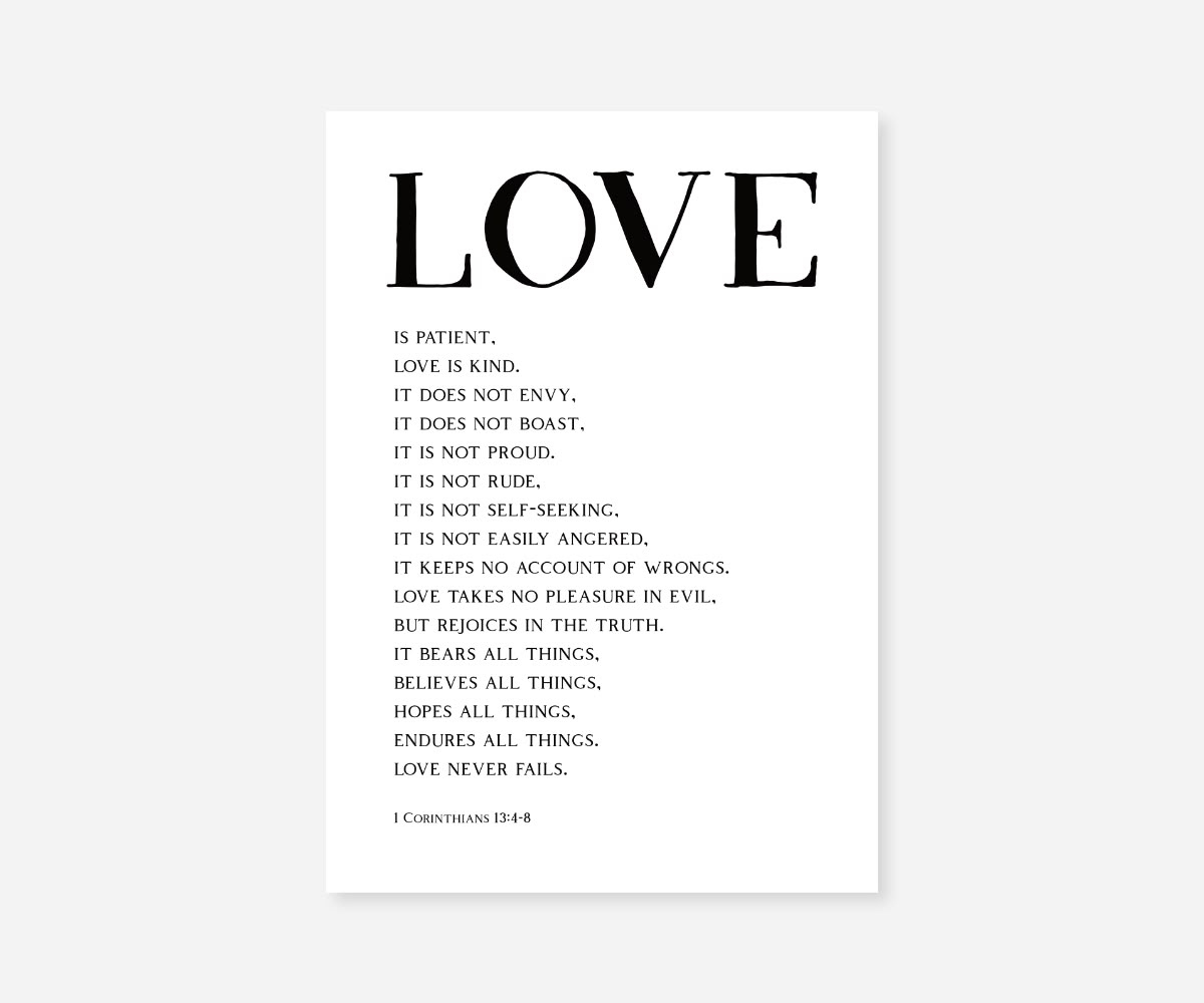 1 Corinthians 13:4-8 – Free Scripture Art for 1 Corinthians 13 Free Printable