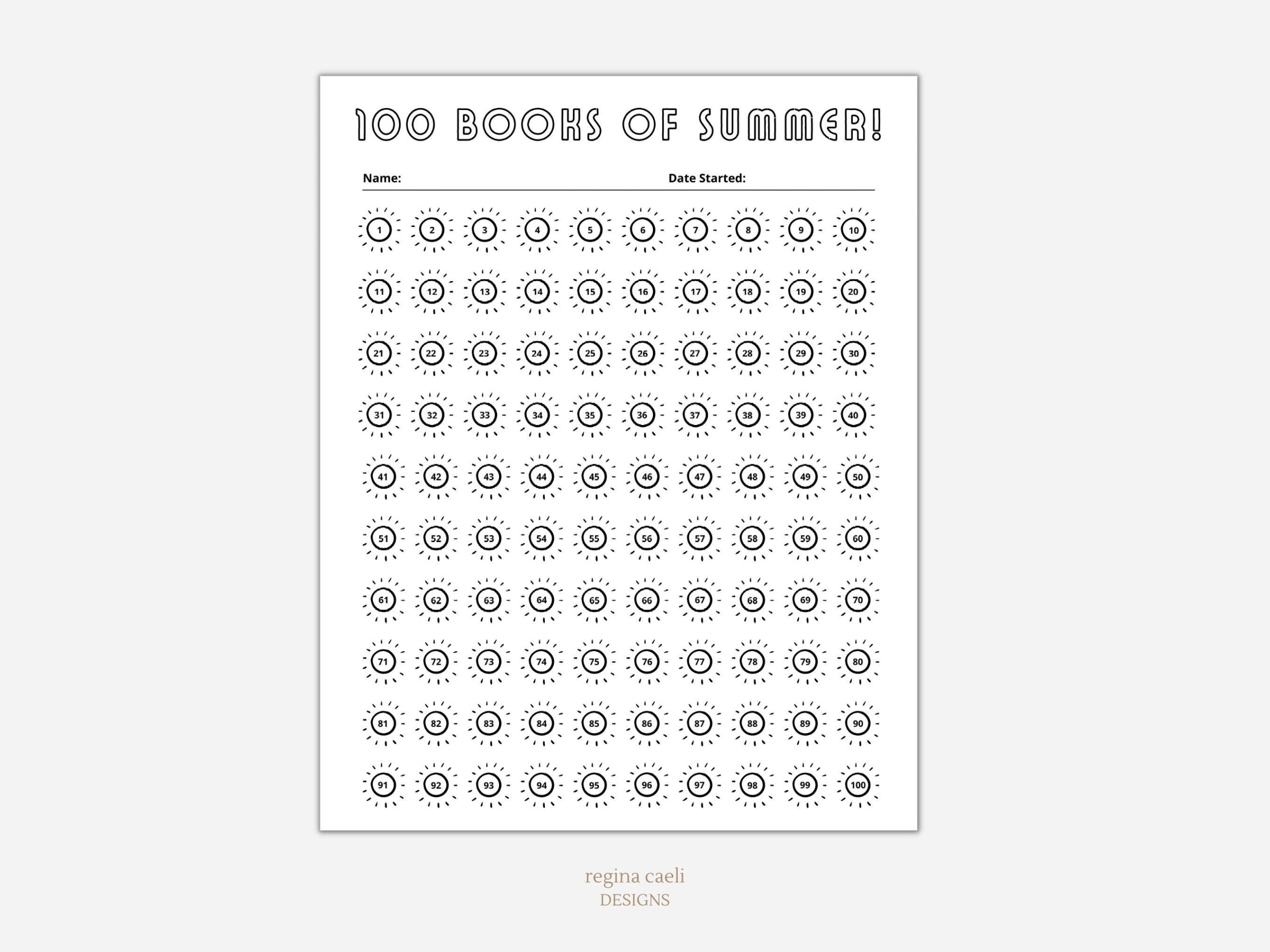 100 Books Of Summer Printable, Summer Reading Printable, Summer within 100 Books of Summer Printable