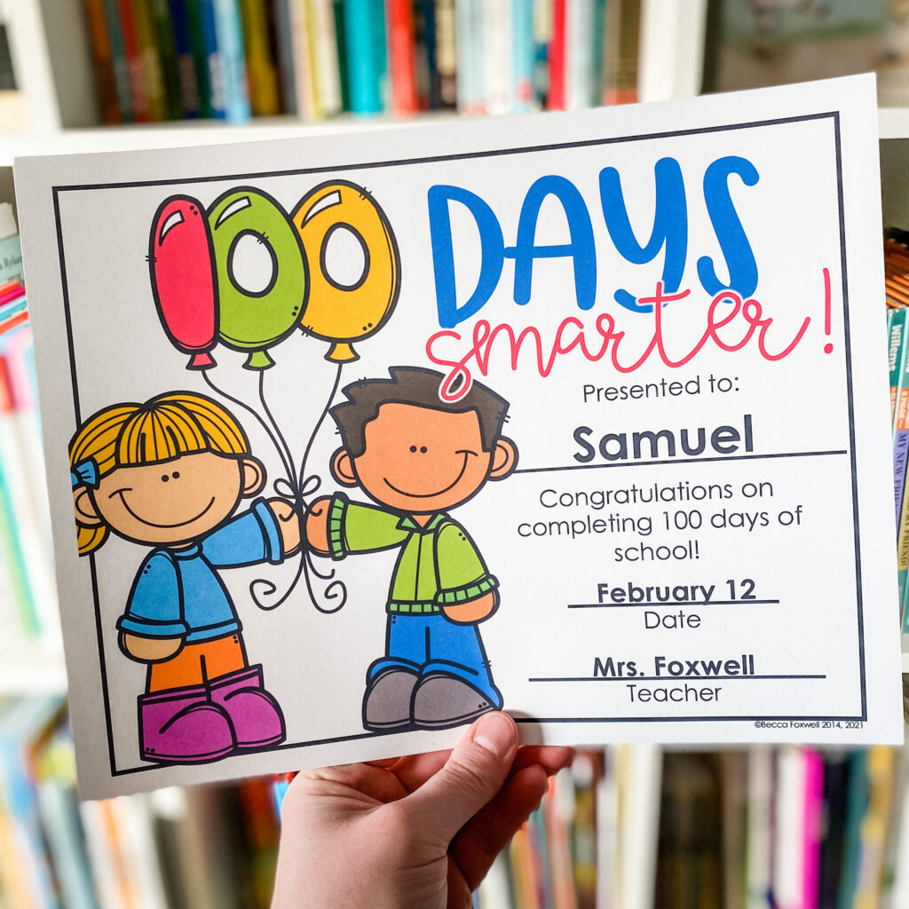 100 Days Smarter Certificate - Foxwell Forest intended for 100 Days Smarter Certificate Free Printable