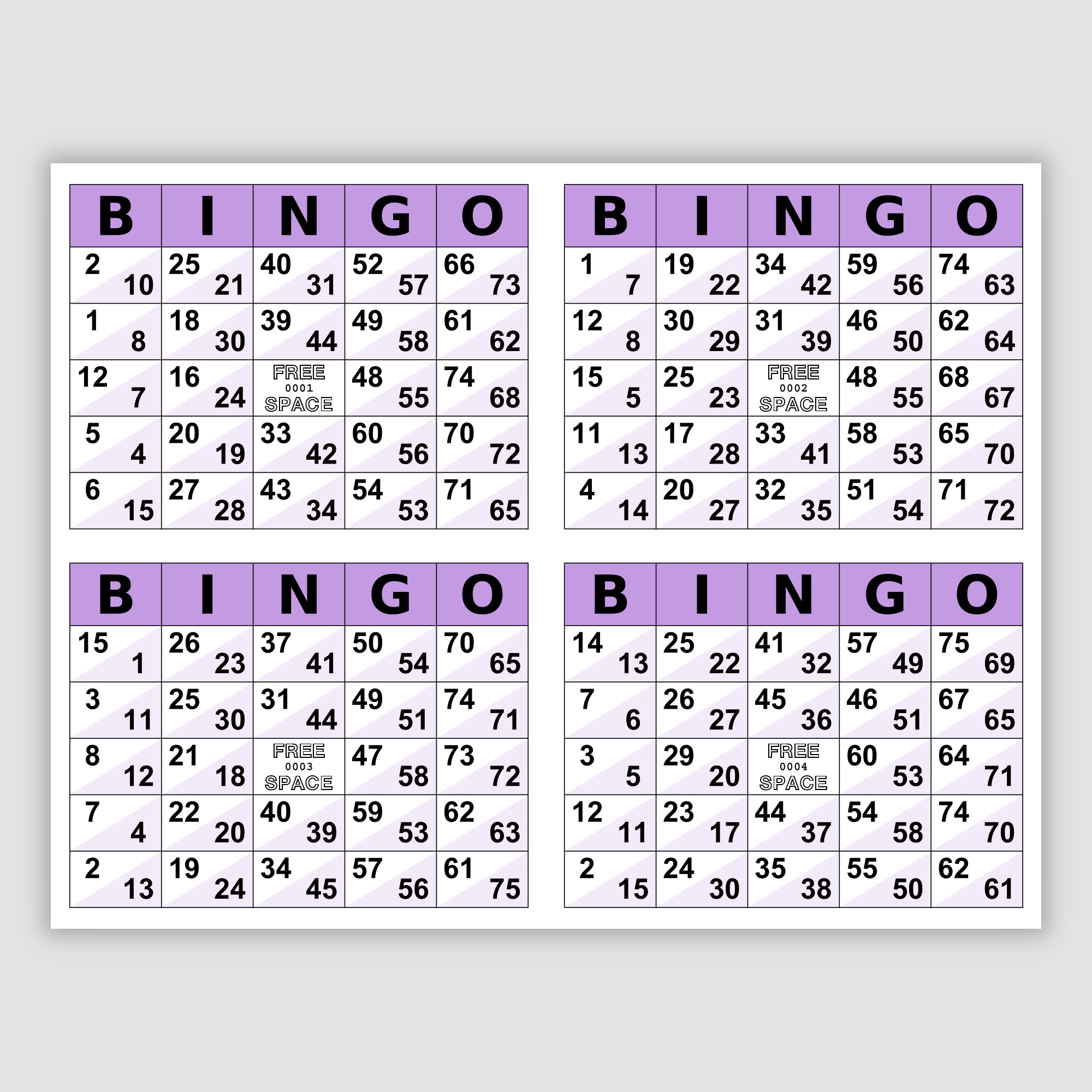 1000 Double Bingo Cards Pdf Download, 1, 2, And 4 Per Page pertaining to Double Action Bingo Card