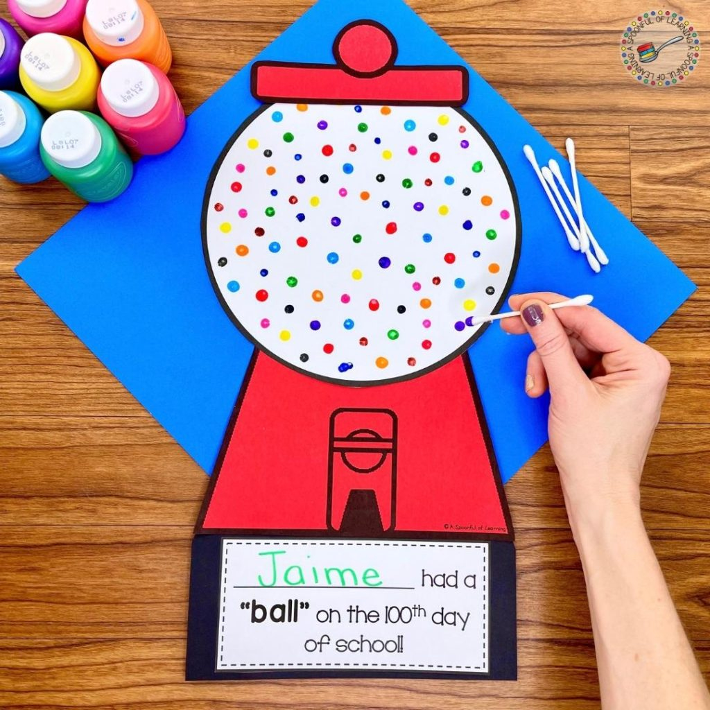100Th Day Of School Crafts For Kindergarten - A Spoonful Of Learning regarding 100 Gumballs For 100 Days Printable