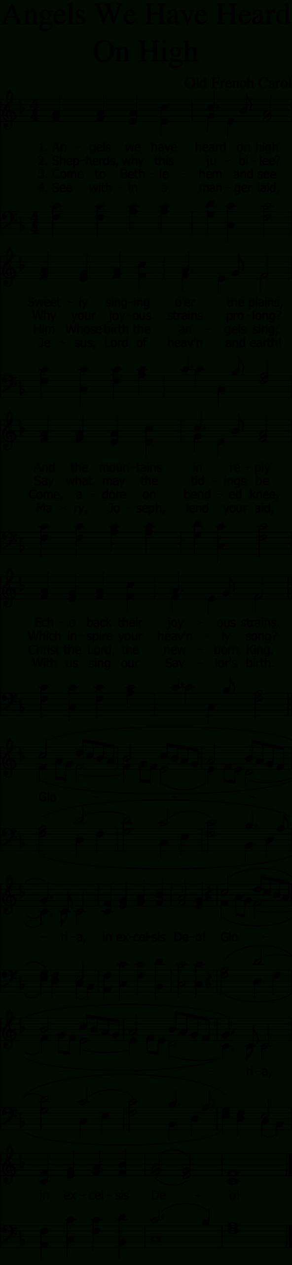 1042: Angels We Have Heard On High | Mobile Hymns inside Lyrics to Angels We Have Heard on High Printable