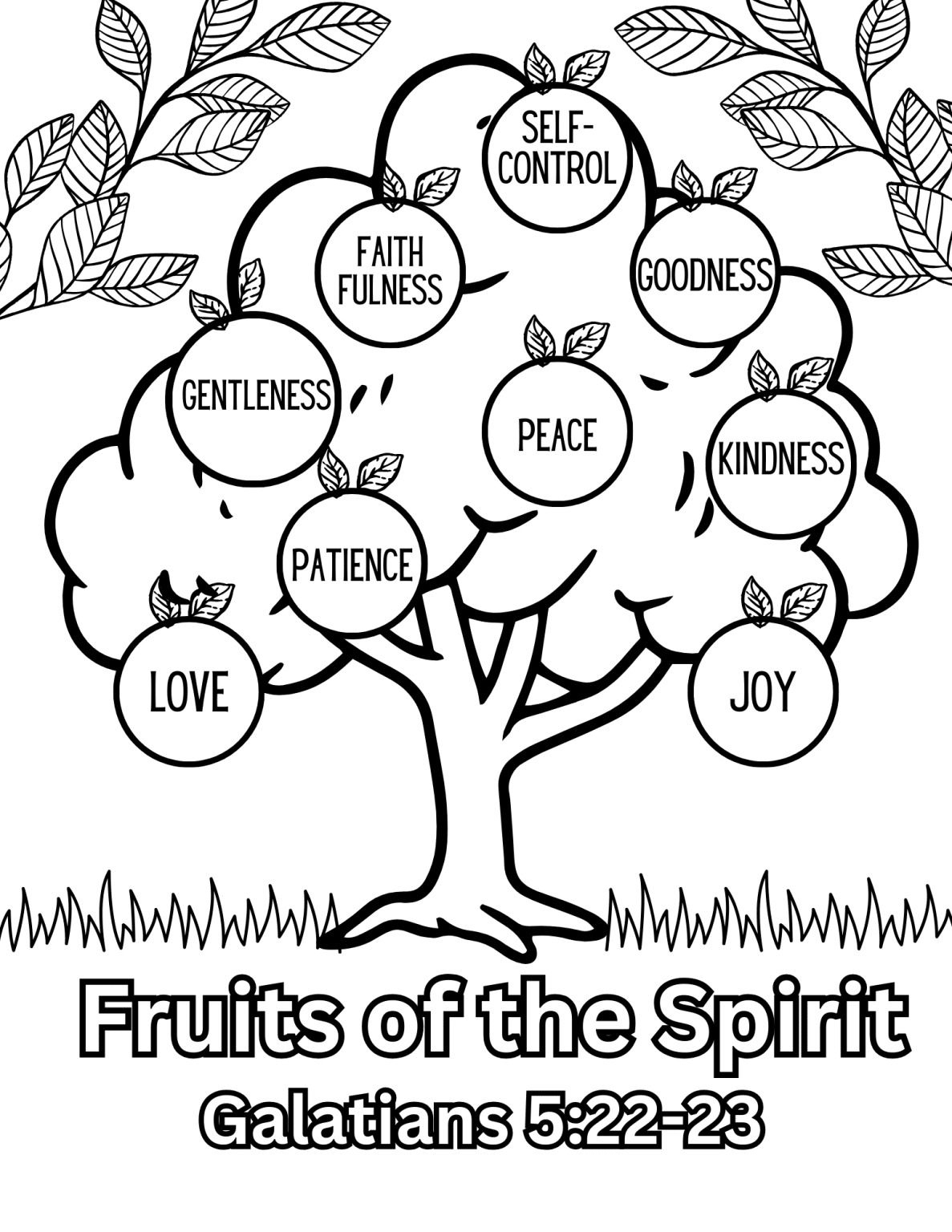 11 Fruit Of The Spirit Coloring Pages (Free Printables) with Fruit of the Spirit Tree Printable