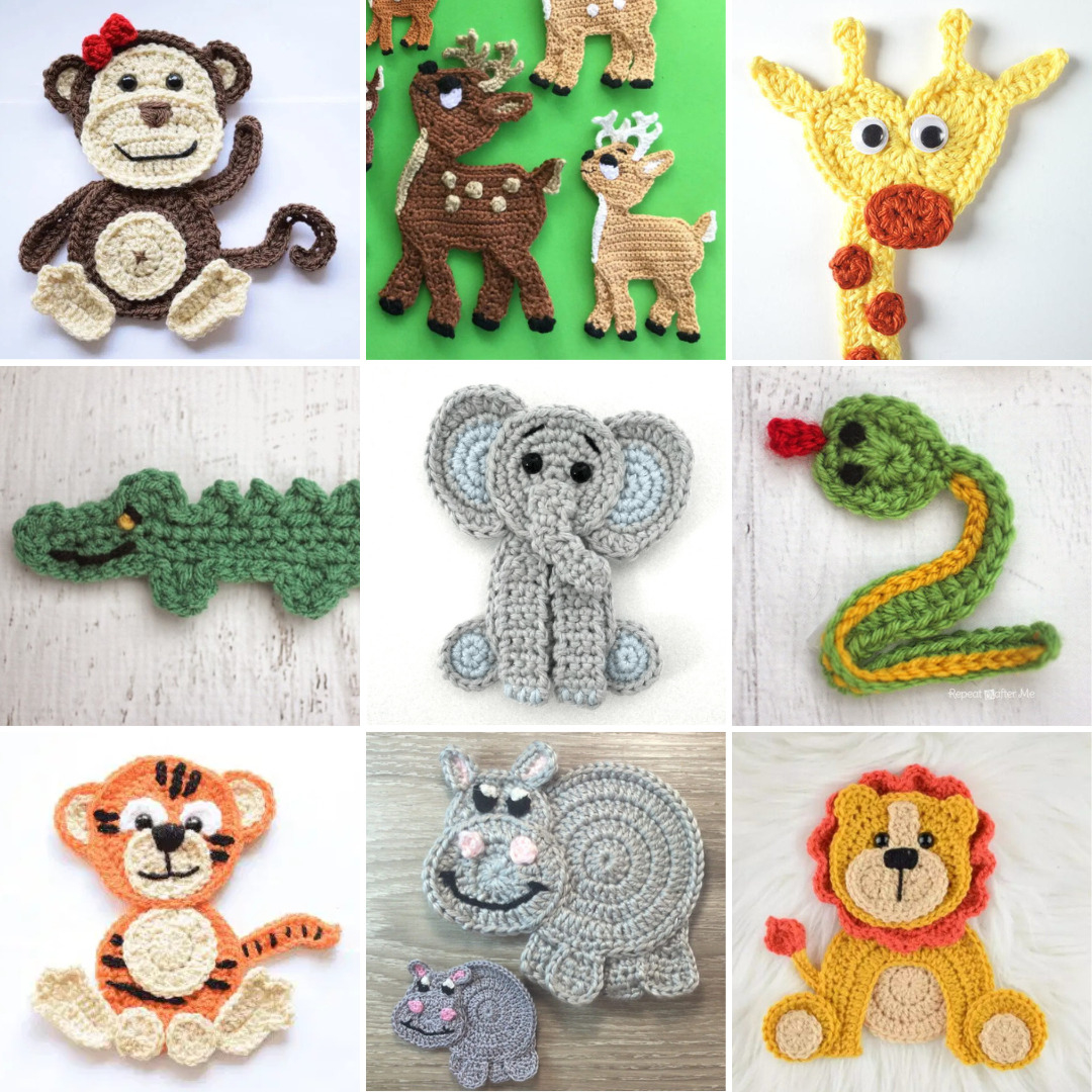 13 Incredible Safari Animal Crochet Appliqué Free Pattern - Little inside Printable Free Crochet Zoo Animal Applique Patterns