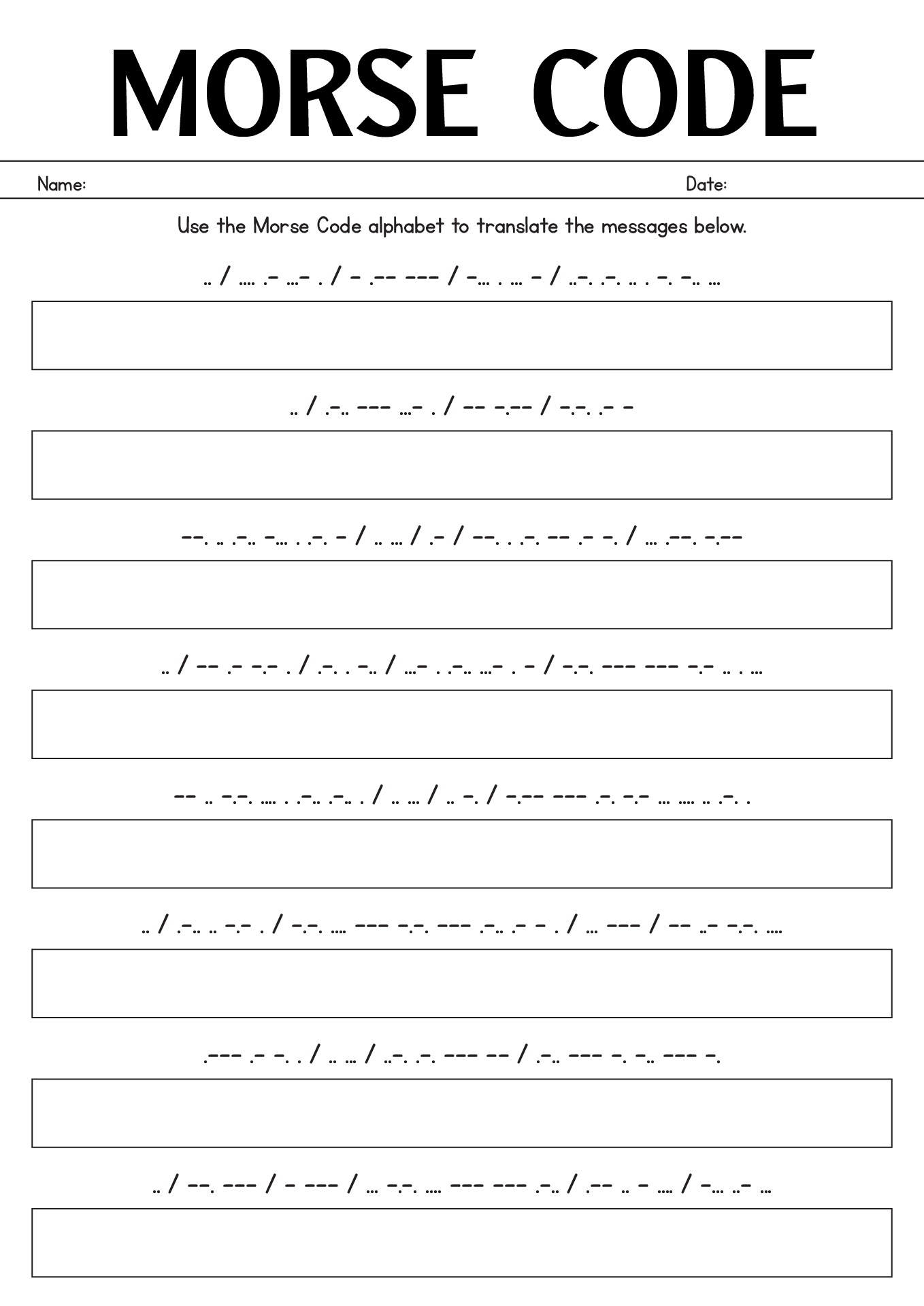 13 Printable Morse Code Worksheet - Free Pdf At Worksheeto throughout Free Printable Morse Code Worksheets