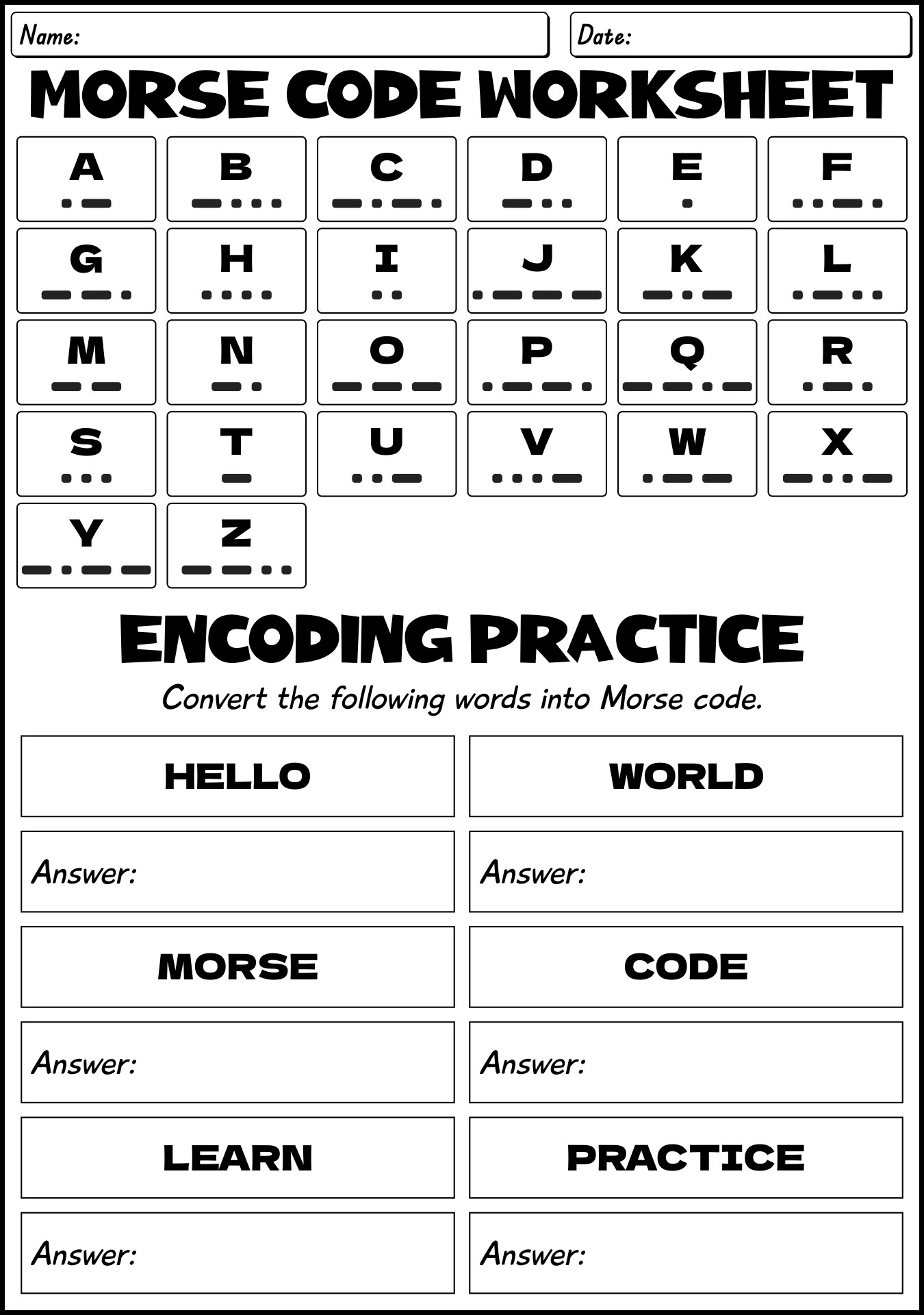 13 Printable Morse Code Worksheet - Free Pdf At Worksheeto with regard to Free Printable Morse Code Worksheets