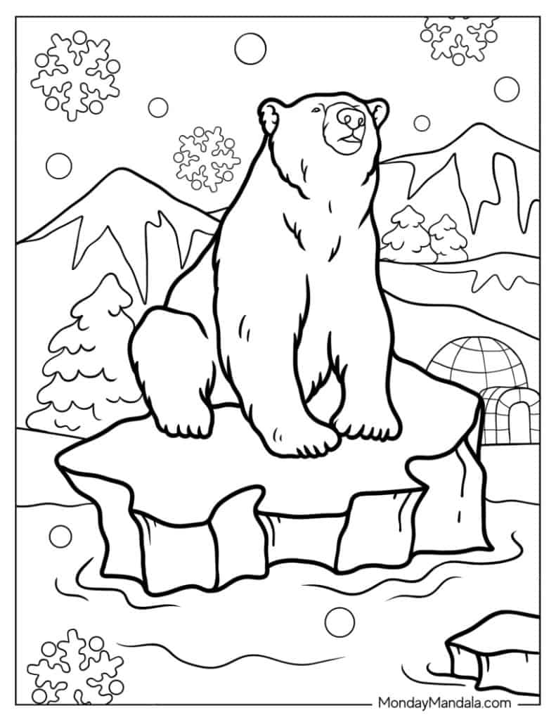 14 Polar Bear Coloring Pages (Free Pdf Printables) pertaining to Printable Polar Bear Worksheets