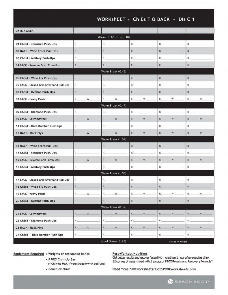 15 Effective Workout Log &amp;amp; Calendar Templates ᐅ Templatelab with regard to Free Printable P90x Workout Schedule