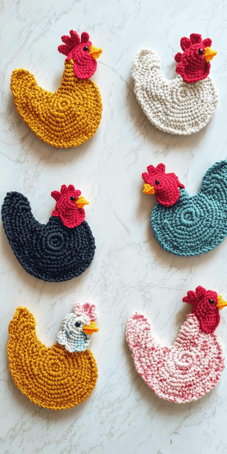 16 Chicken Potholder Crochet Pattern: Enhance Your Kitchen Décor in Rooster Printable Free Crochet Chicken Potholder Pattern
