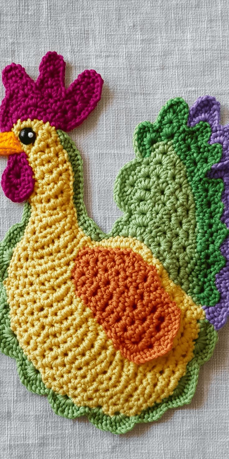 16 Chicken Potholder Crochet Pattern: Enhance Your Kitchen Décor regarding Rooster Printable Free Crochet Chicken Potholder Pattern