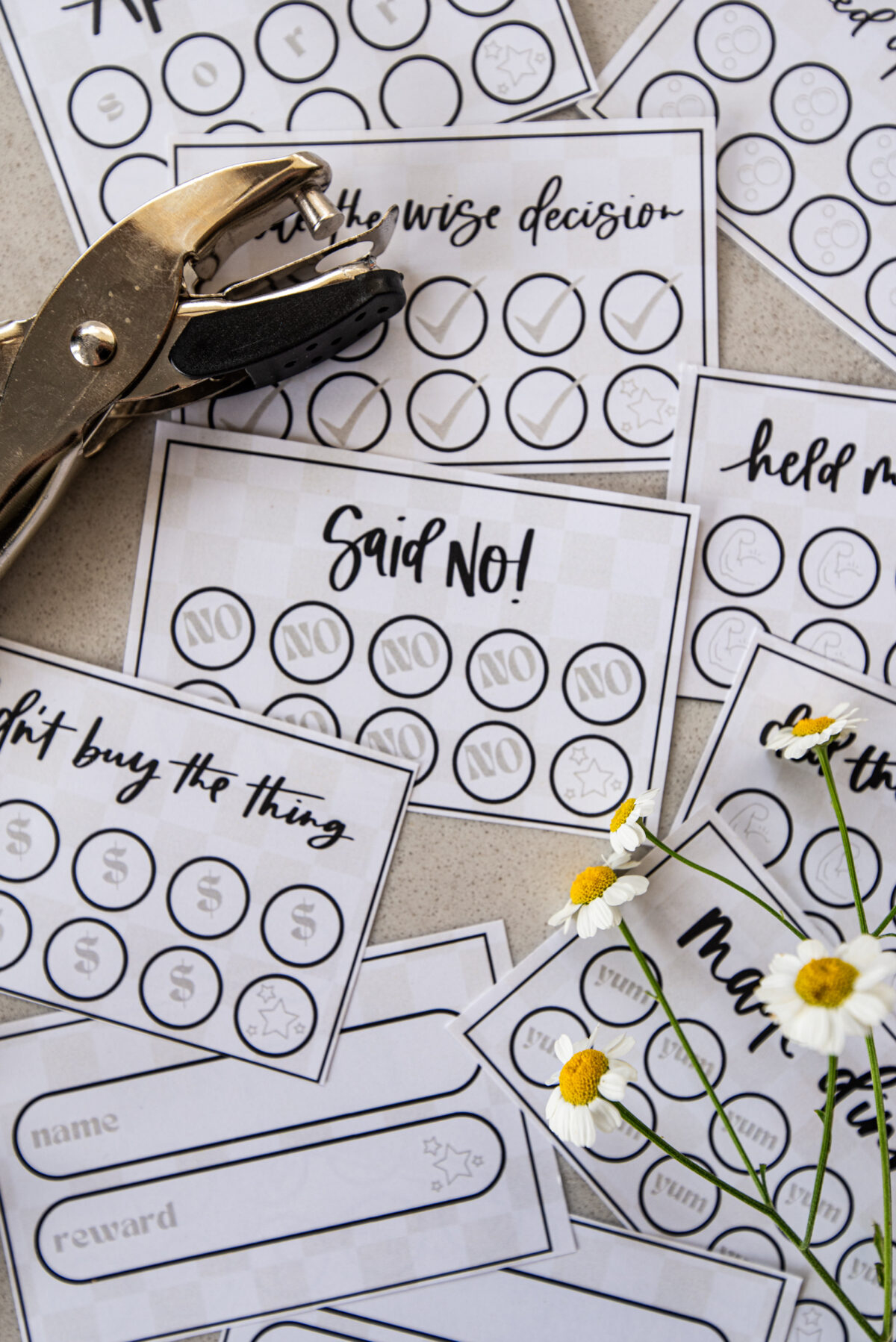 16 Free Printable Punch Cards For Adults + Kids - Hand Lettered with Bingo Punch Out Cards