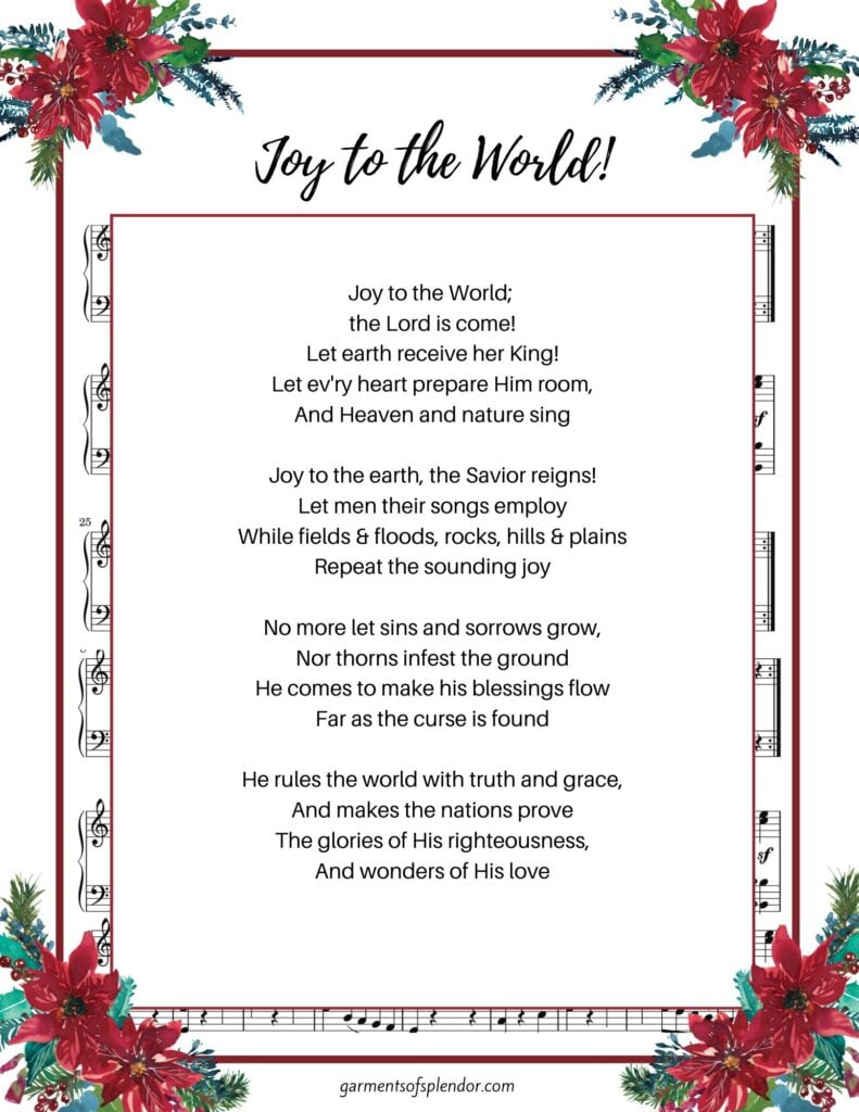 17 Beautiful Christmas Hymns To Uplift Your Soul (With Free within Joy To The World Lyrics Printable