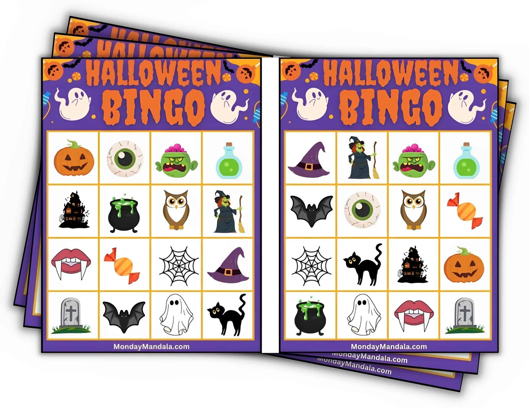 180 Halloween Bingo Cards (Free Pdf Printables) for Free Printable Halloween Bingo Cards For 30 Players